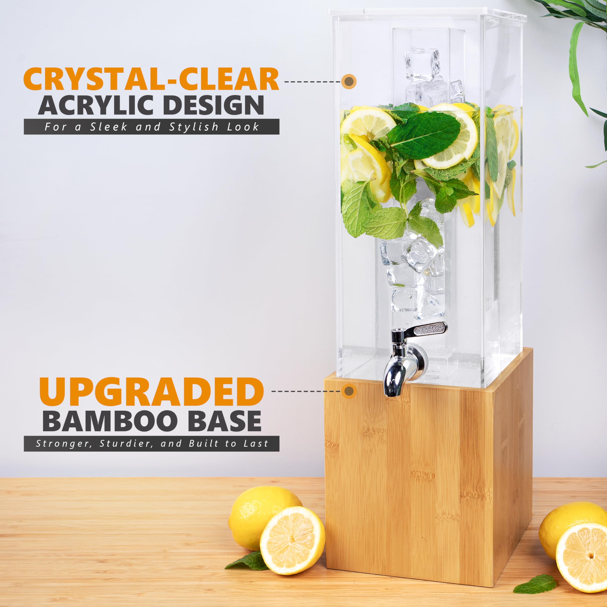 1.25 Gallon Acrylic Beverage Dispenser with Stand - Perfect for Parties, Events & Home Use - Water, Juice & Punch Dispenser - Essential Hosting & Serving Solution