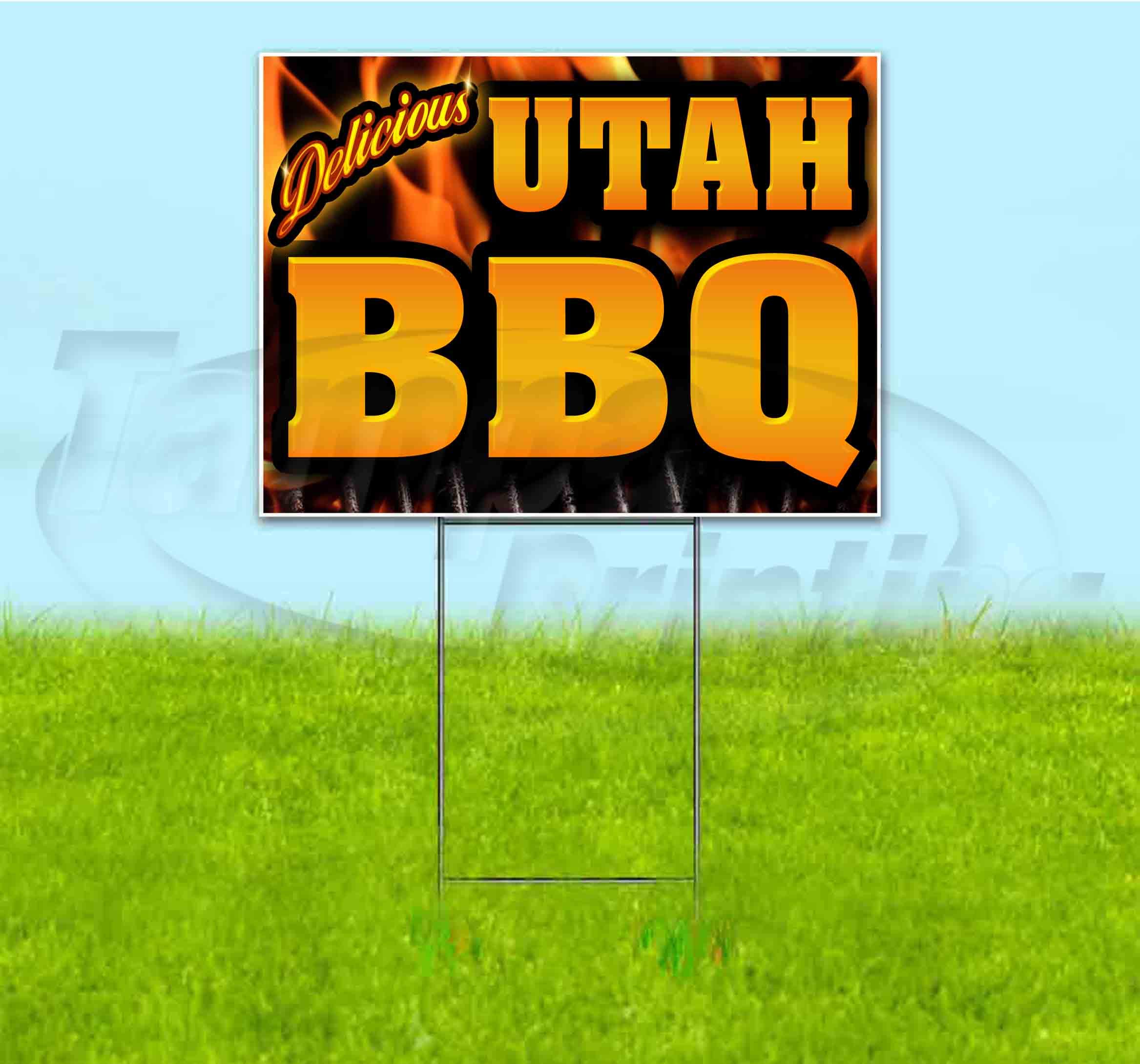 Utah BBQ Yard Sign 18x24 Inches - Durable Outdoor Advertising with Metal Step Stake - Bulk Discounts & Multi-Packs Available - Perfect for Political Campaigns, Real Estate Signs, and Business Promotions