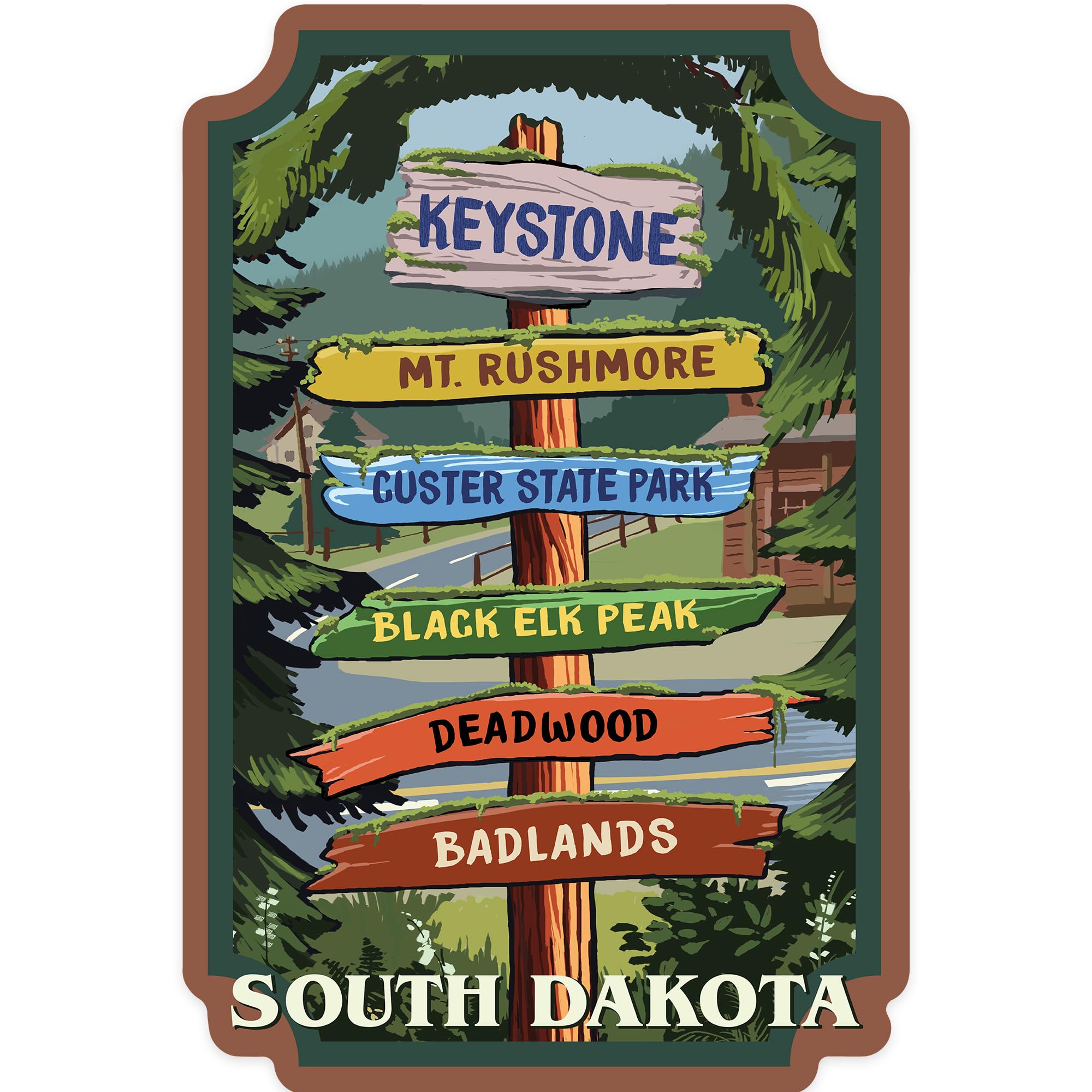 Custom Die Cut Vinyl Stickers - Keystone South Dakota Signpost Decals (1-3 Inch Waterproof Stickers for Cars, Water Bottles, Laptops, Coolers) - Perfect for Travel Memories, DIY Projects & Personalizing Gear
