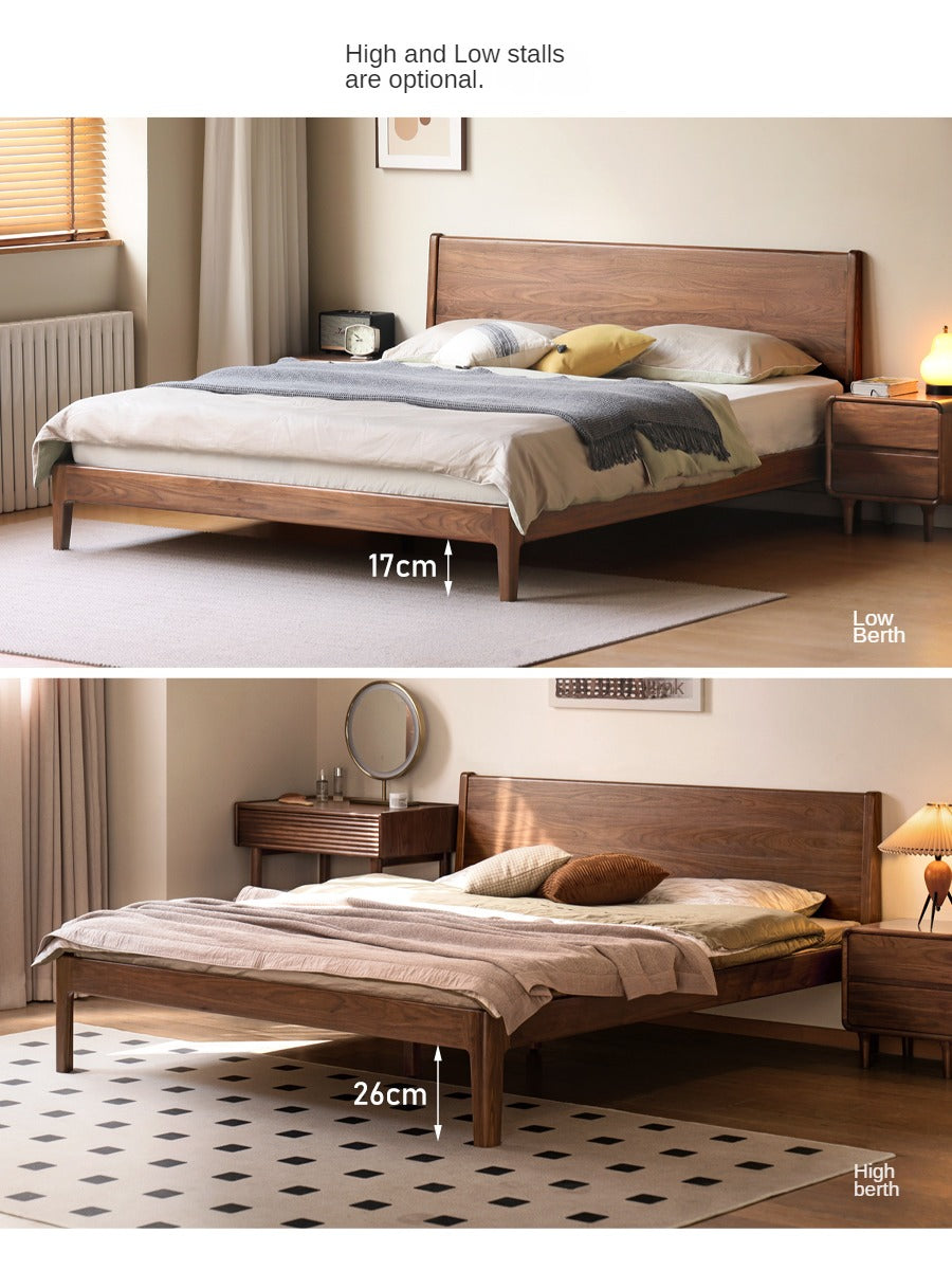 Solid Black Walnut Wood Bed Frame - Queen Size, Natural Wood Grain, Sturdy Platform Bed - Perfect for Modern, Farmhouse & Rustic Bedroom Decor