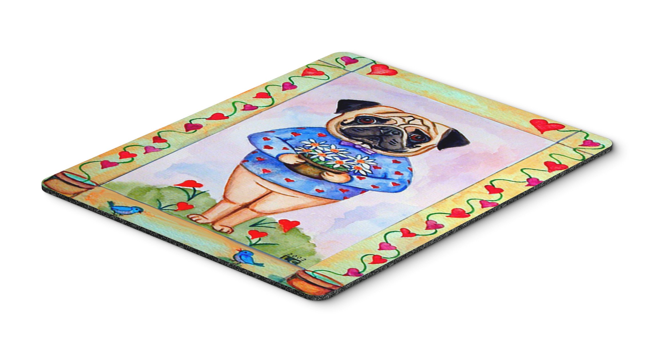 Caroline's Treasures 7132MP Cute Pug Valentine's Hearts Mouse Pad - Large Washable Non-Slip Desk Mat for Home Office, Gaming & Computer Use | Perfect Gift for Dog Lovers & Valentine's Day Decor