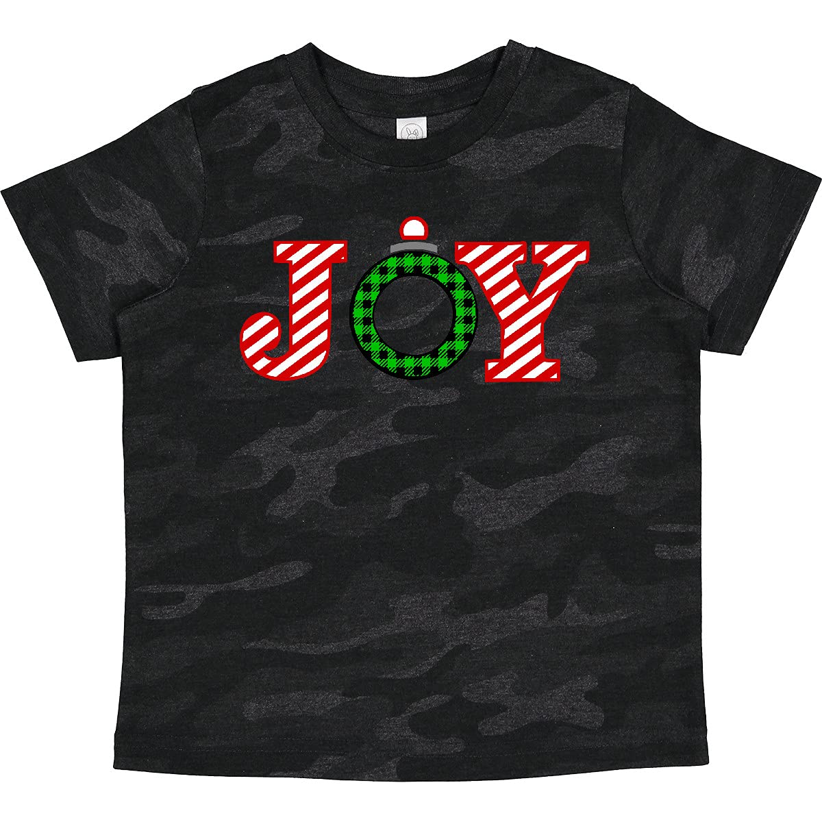 Inktastic Joy Christmas Ornament with Candy Cane Stripes Toddler T-Shirt - Festive Holiday Outfit for Kids, Baby Boys & Girls - Perfect for Christmas Parties, Family Photos & Holiday Gatherings