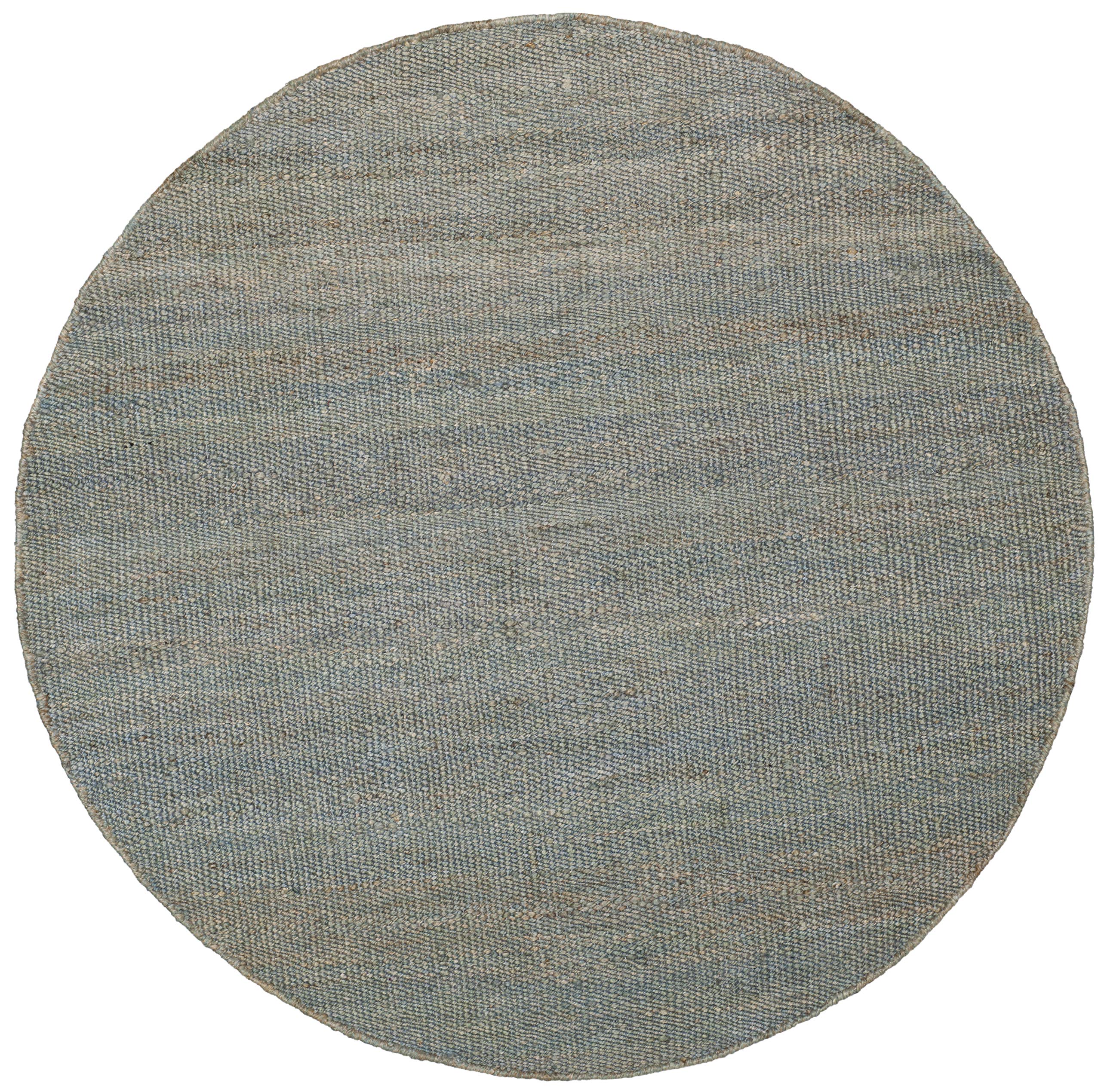 SAFAVIEH Natural Fiber Collection Handmade Boho Fringe Woven Jute Area Rug - 6' Round Blue, Eco-Friendly Floor Mat for High Traffic Living Room & Bedroom | Perfect for Bohemian Decor, Coastal Homes & Farmhouse Style Interiors (NF368E)