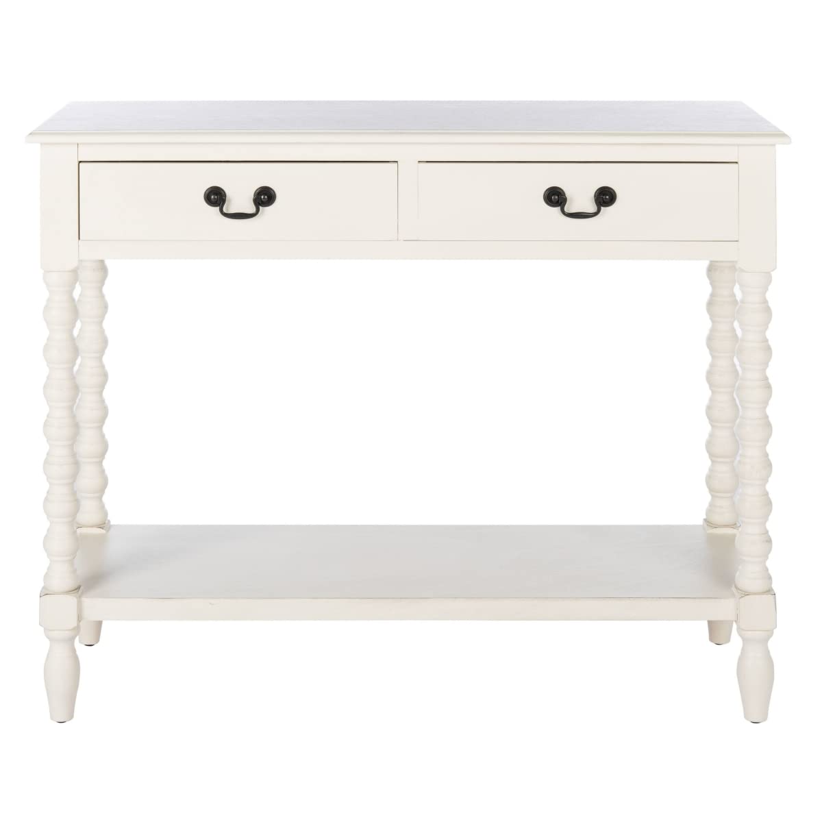SAFAVIEH Athena Distressed White 2-Drawer Console Table - Vintage Farmhouse Entryway Table for Hallway, Living Room & Bedroom Decor