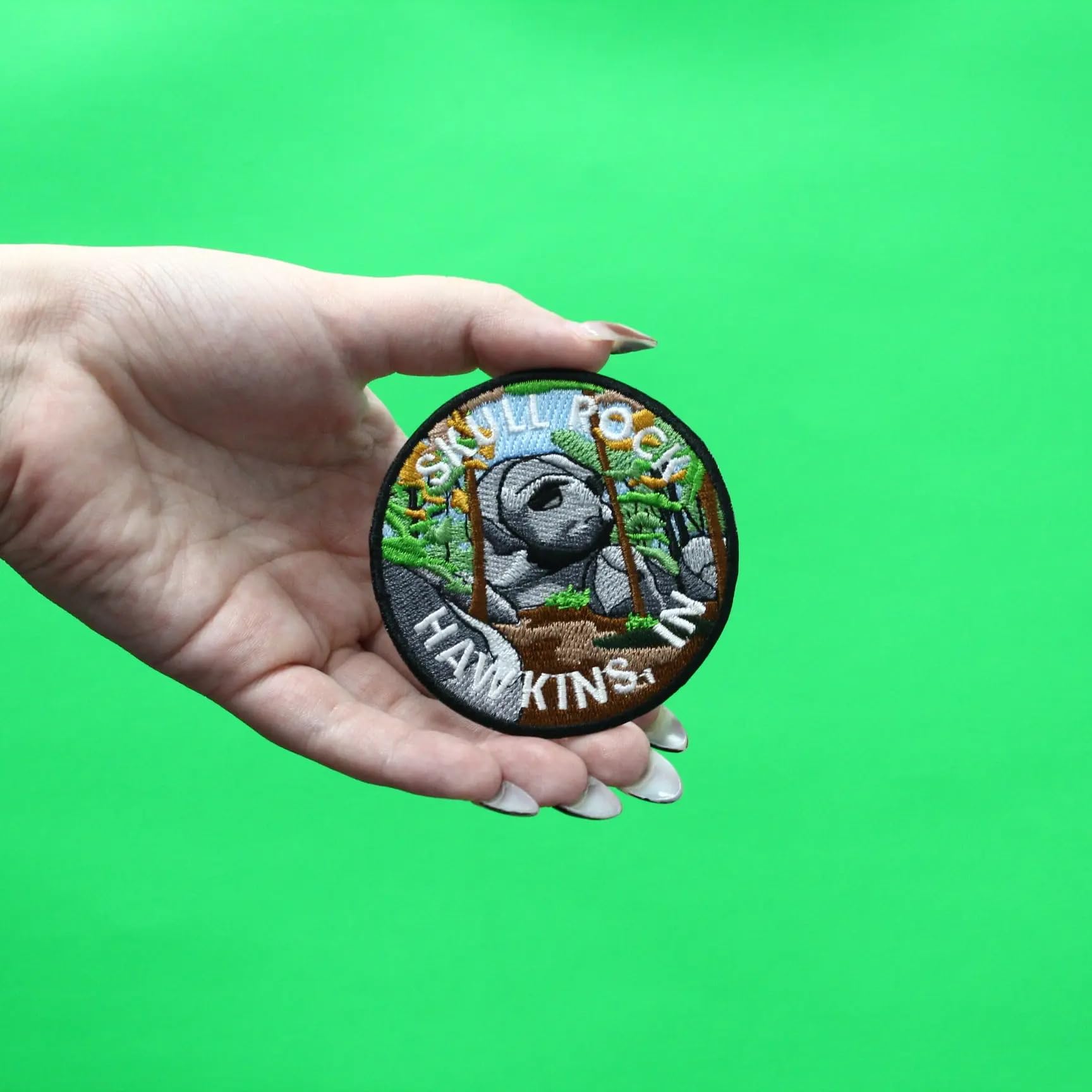 Skull Rock Hawkins Indiana Travel Patch - Embroidered Iron-On Badge for Jackets, Bags & DIY Crafts | Inspired by Strange Television Series | Perfect for Fans & Collectors