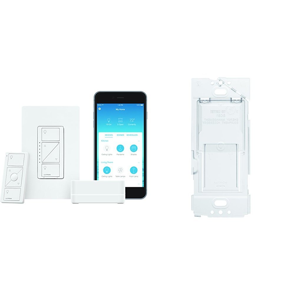 Lutron Caseta Wireless Smart Lighting Dimmer Switch Starter Kit - Works with Alexa, Google Assistant & Smart Home - Includes Pico Remote & Wallplate Bracket - Perfect for Home Automation & Smart Lighting Control