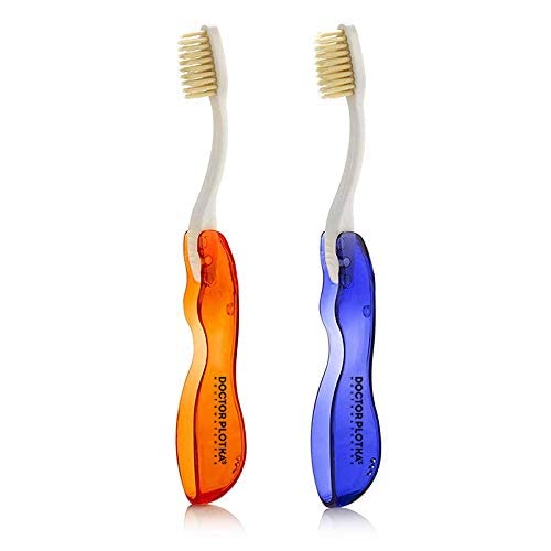 MOUTHWATCHERS Dr. Plotka's Extra Soft Flossing Toothbrush - Ultra Clean Nano Bristles for Sensitive Teeth & Gums | Foldable Travel Toothbrush for Adults | Perfect for Daily Oral Care, Camping & On-the-Go Hygiene