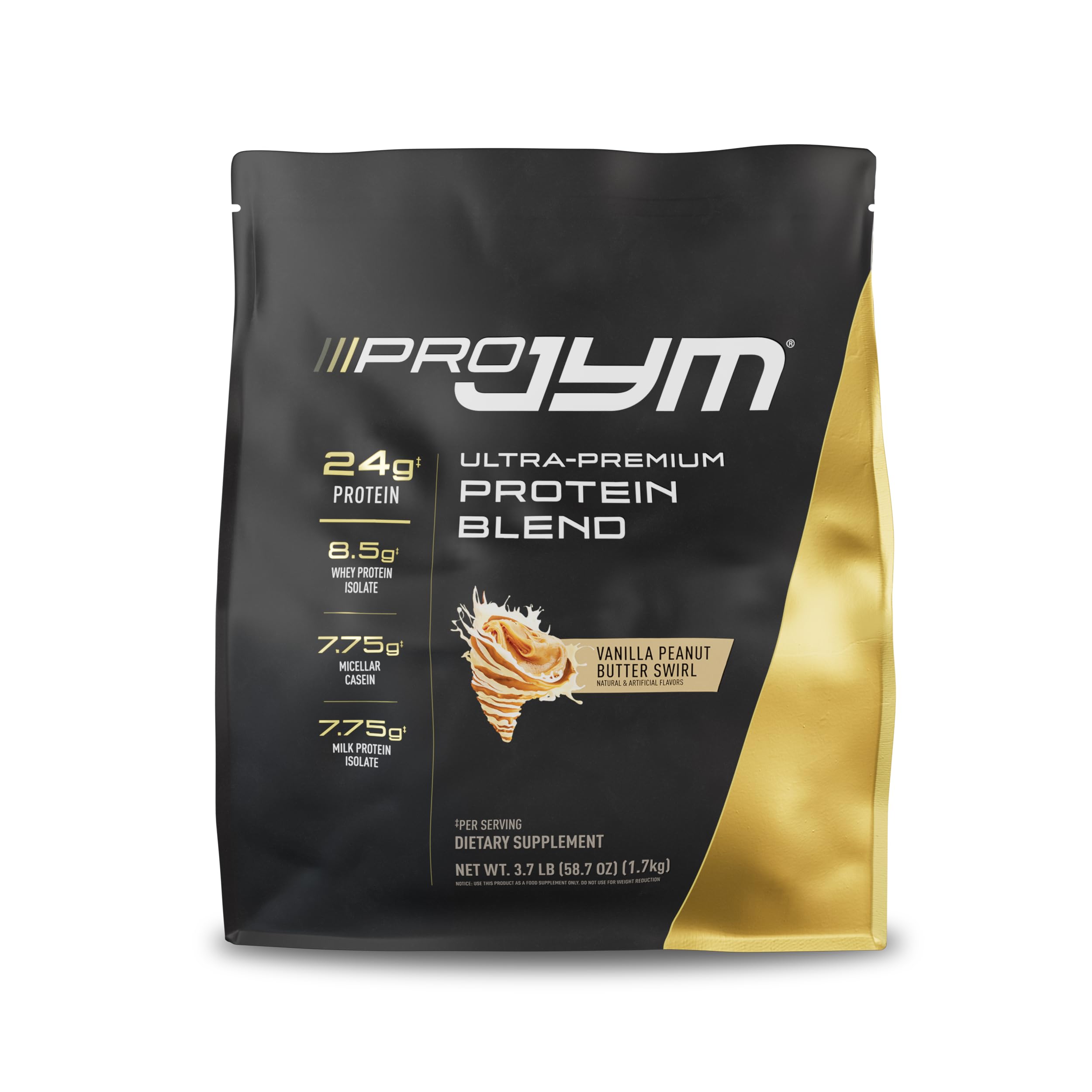 Pro JYM Vanilla Peanut Butter Protein Powder - Whey Isolate, Casein & Milk Protein for Lean Muscle Growth - 45 Servings for Men & Women | Post-Workout Recovery & Meal Replacement