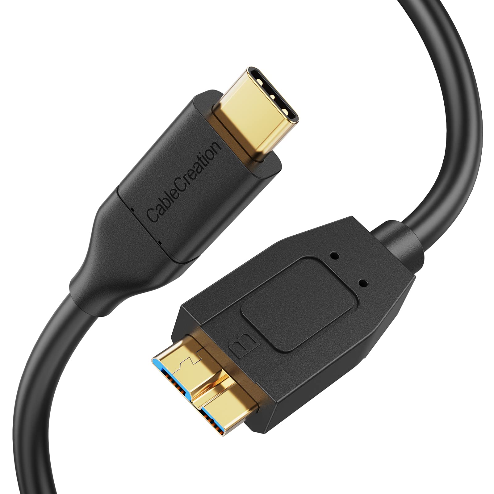 CableCreation USB 3.1 Micro B to USB C Cable 2FT (10Gbps, 0.6m) - High Speed External Hard Drive Cable for MacBook Pro/Air, Samsung Galaxy S5, WD My Passport/Elements - Perfect for Data Transfer & Backup (Black)