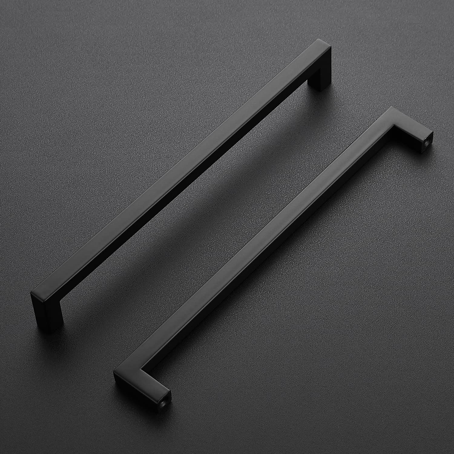 25 Pack 10 Inch Black Square Cabinet Pulls - Matte Black Kitchen Cabinet Handles & Drawer Pulls - Durable Hardware for Kitchen Cabinets, Bathroom Vanities, Office Furniture & Home Storage Solutions