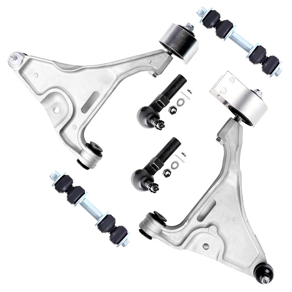 LSAILON 6-Piece Front Suspension Kit - Lower Control Arms, Outer Tie Rod Ends, Sway Bar End Links - Compatible with 2006-2011 Buick Lucerne & Cadillac DTS - Perfect for Smooth Ride & Enhanced Vehicle Control