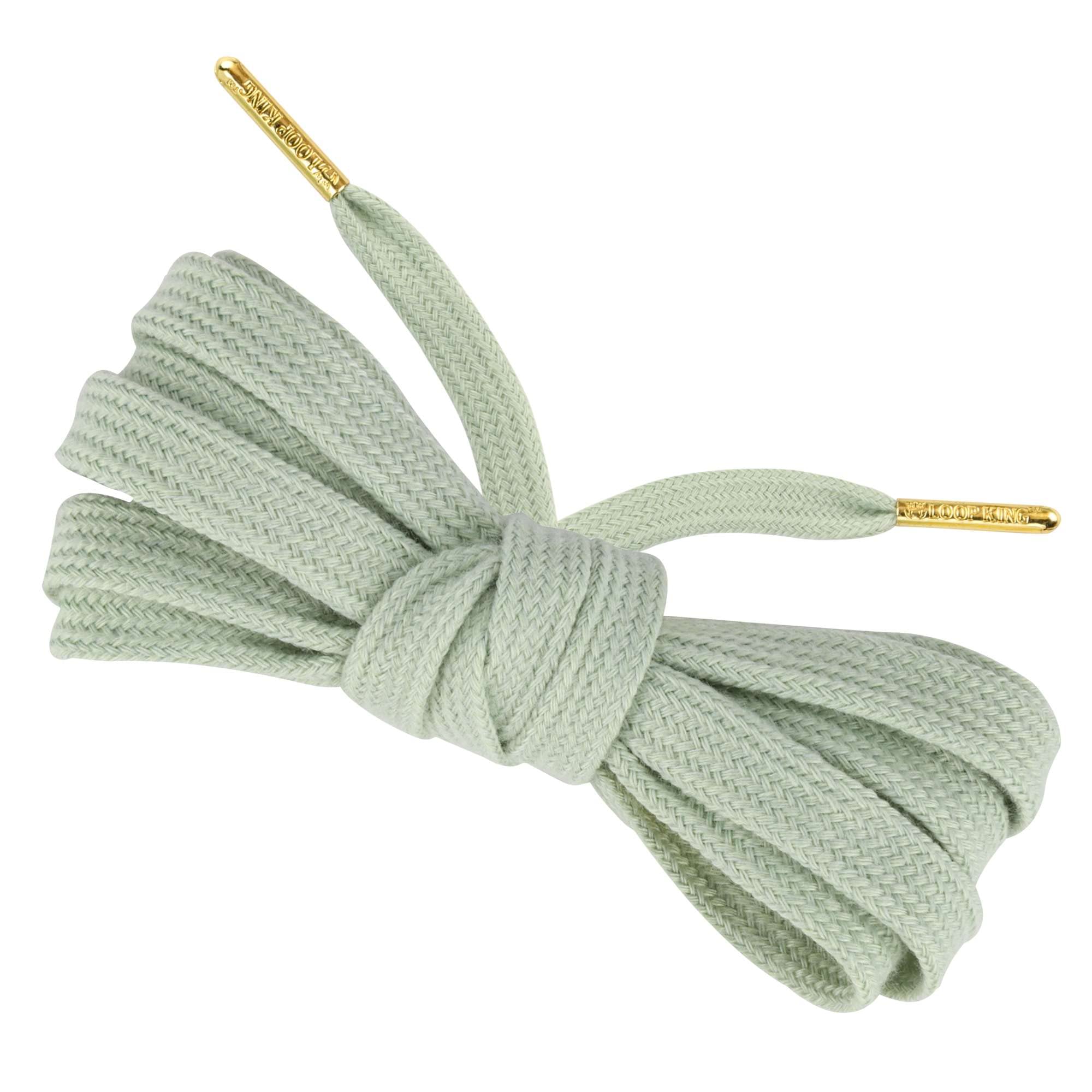 Premium Loop King Flat Cotton Shoe Laces with Gold Tips - 1 Pair for Dress Shoes, Sneakers & Formal Wear - Elegant & Durable Shoelaces for Men & Women