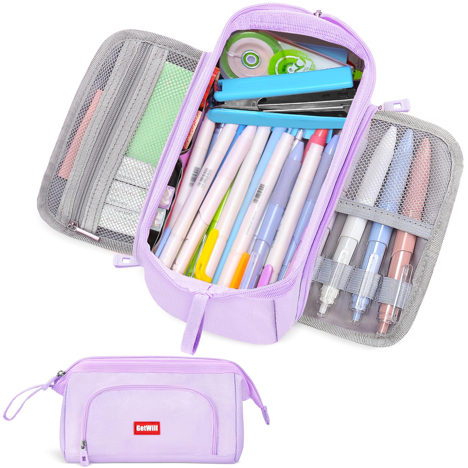 Large Aesthetic Pencil Case for Girls - Purple Pencil Pouch Organizer for School, Office & Travel | Perfect School Supplies for Students & Easter Gifts | Ideal for Backpack, Desk & Study Organization