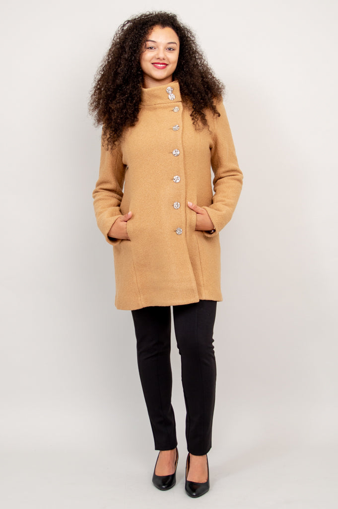 Premium Beige Wool Keston Coat for Women - Warm Winter Overcoat, Elegant Outerwear for Office, Dating & Casual Outings
