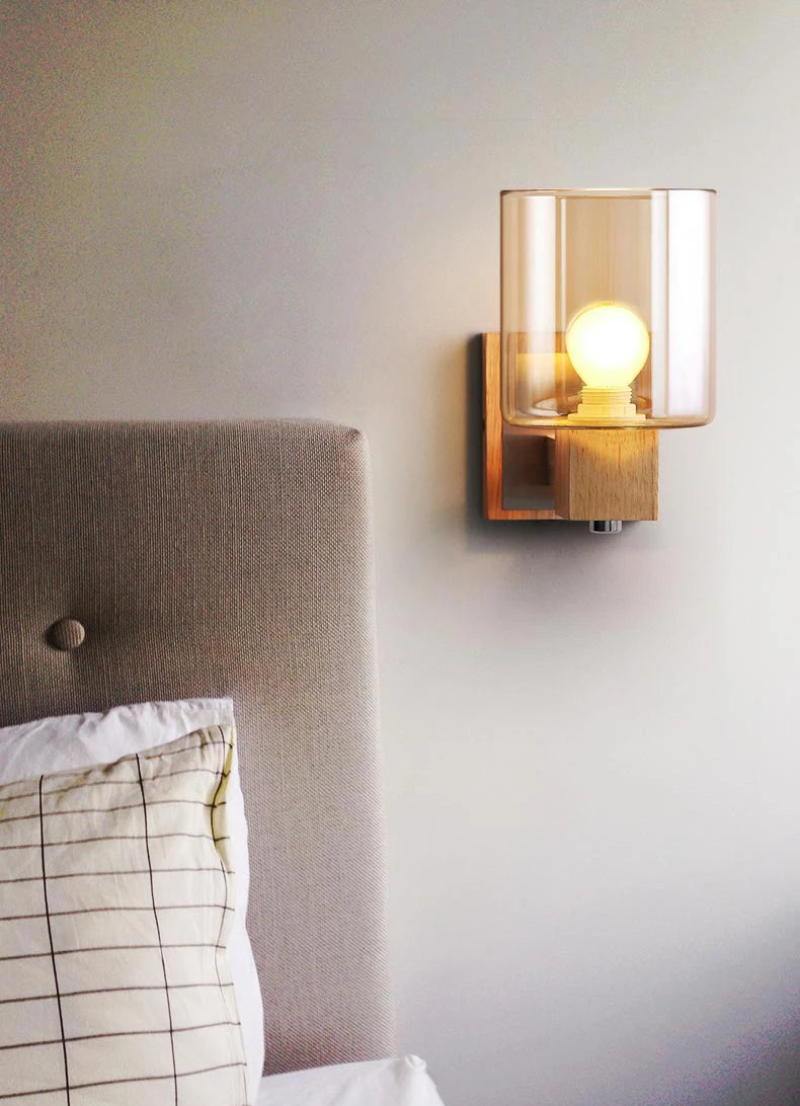 Modern Cognac Glass Wall Sconce - Elegant Lighting Fixture for Living Room, Bedroom, or Hallway Decor