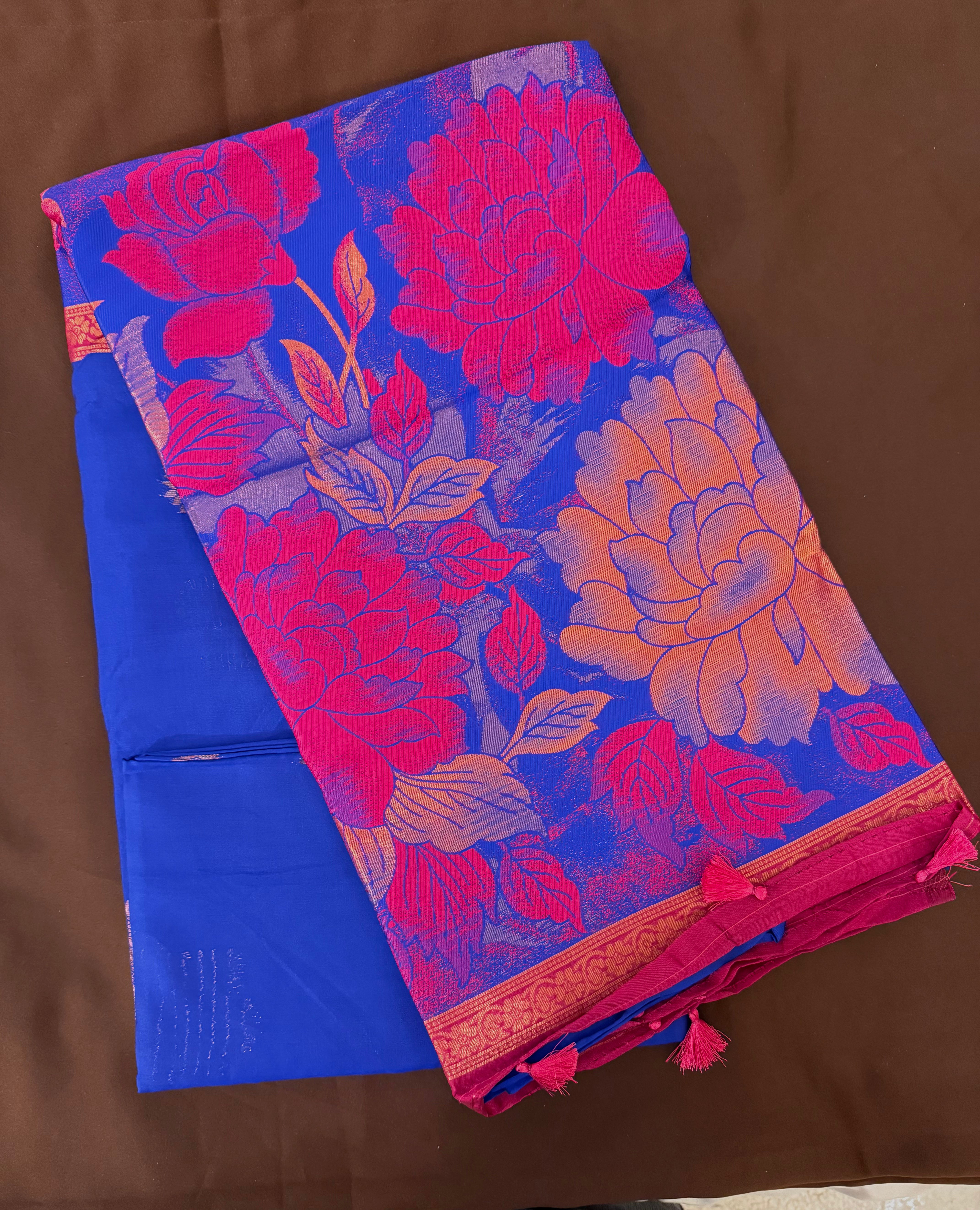 Royal Blue Art Silk Saree for Women with Contrast Border - Elegant Indian Traditional Dress for Weddings, Parties & Festive Occasions