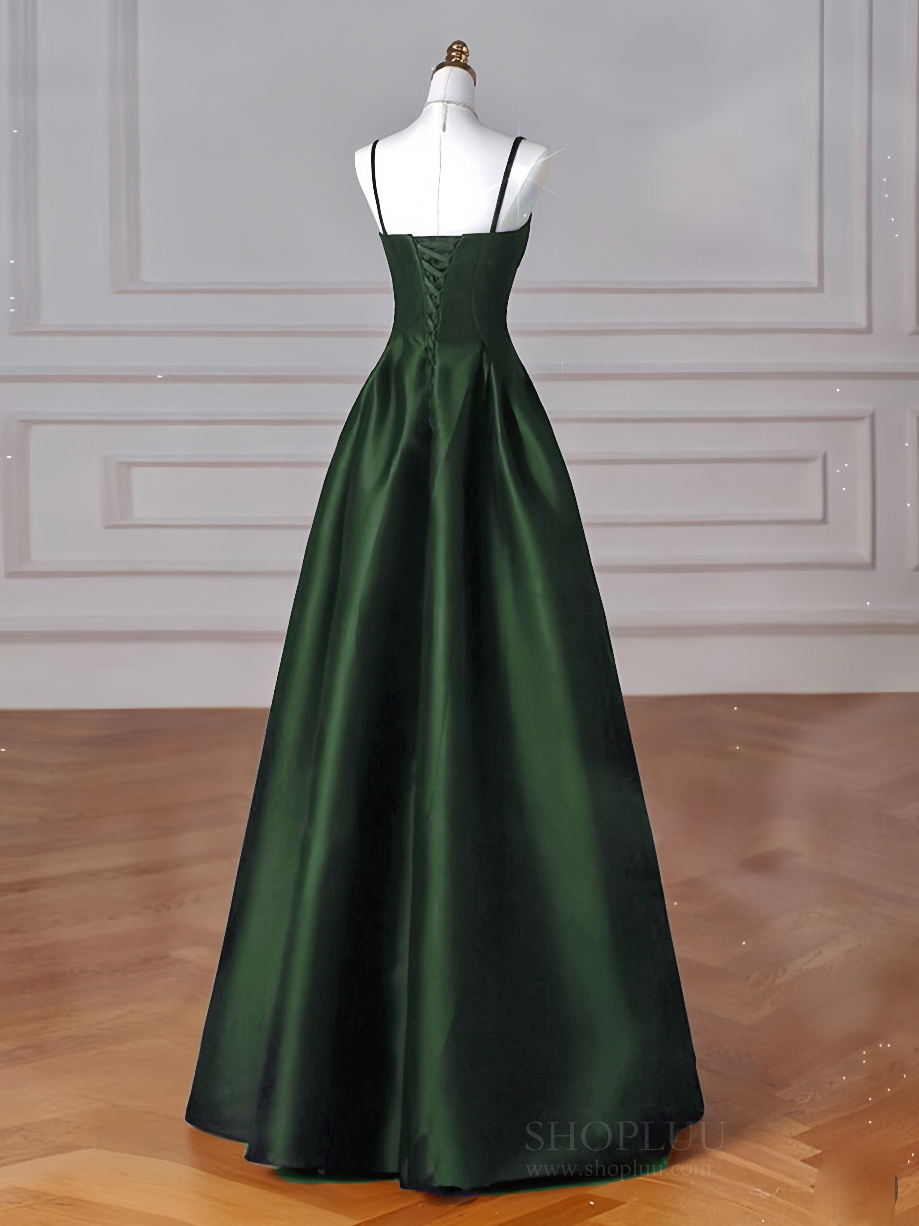 Elegant Olive Green Satin A-Line Long Prom Dress - Formal Evening Gown for Homecoming, Ball & Special Occasions