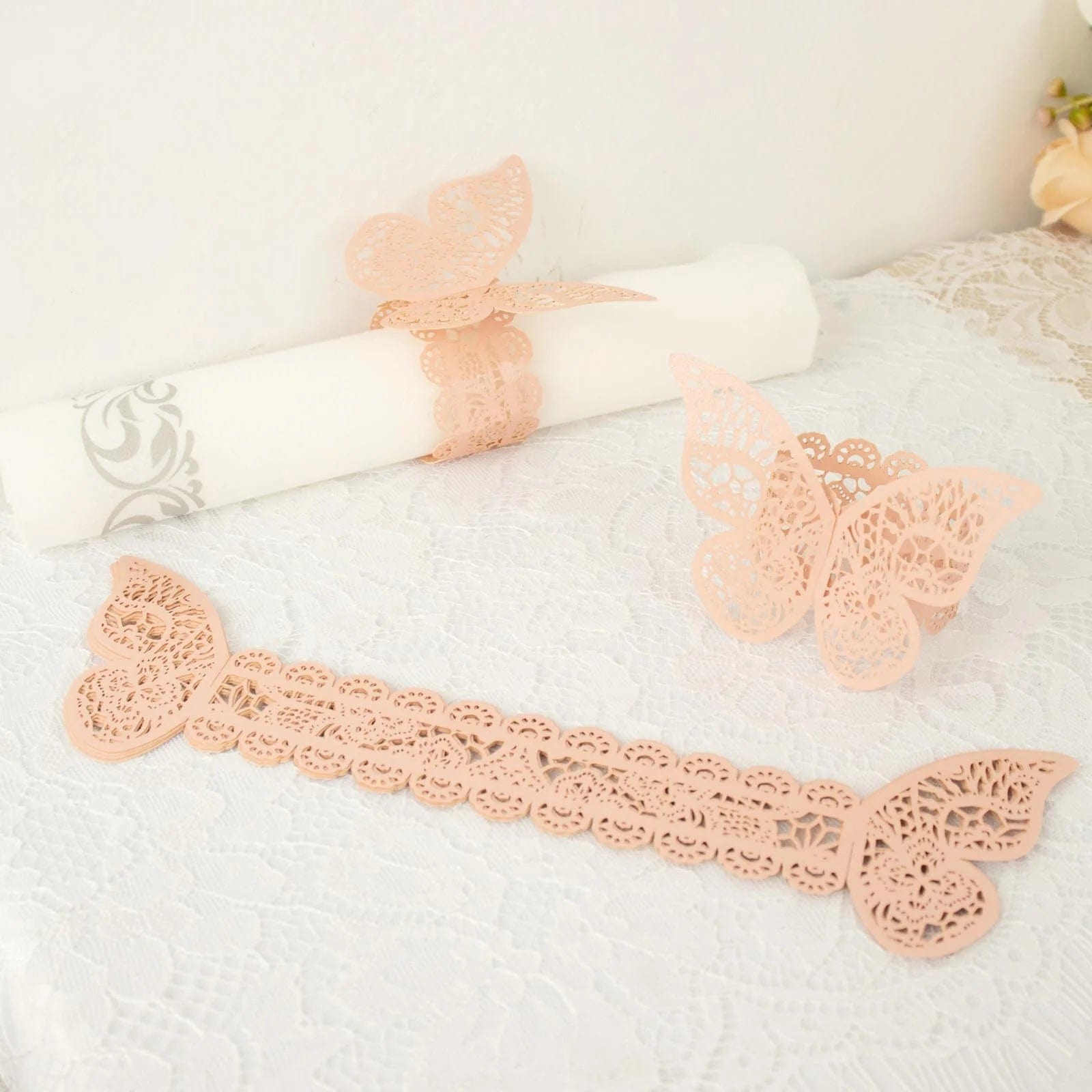 12 Pack Laser Cut 3D Butterfly Napkin Rings for Wedding, Party & Table Decor - Elegant DIY Paper Craft for Dinnerware & Home Decoration
