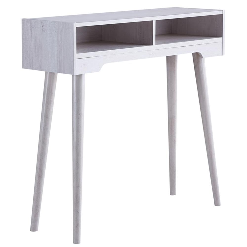 BOWERY HILL Modern Farmhouse Wooden Console Table - Weathered White Finish Entryway Sofa Table for Hallway, Living Room & Bedroom Decor