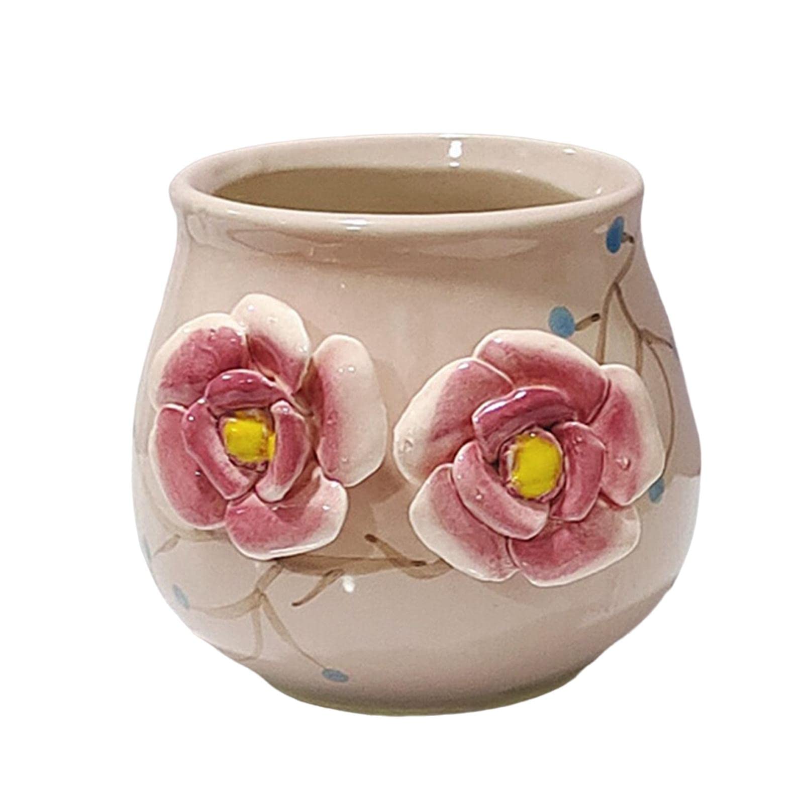 Yajuyi 3D Succulent Flower Pots - Pink Decorative Plant Nursery Pots for Cactus, Herbs & Small Plants - Perfect for Garden, Balcony, Dorm Room & Office Decor