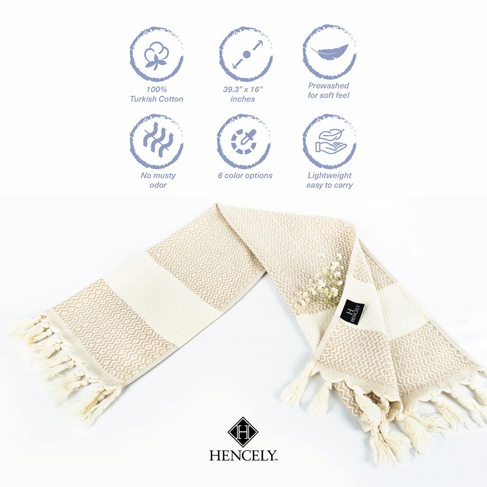 Premium Turkish Hand Towel Set of 2 - 100% Cotton Diamond Weave Bath Towels (Beige) for Spa, Bathroom & Guest Use