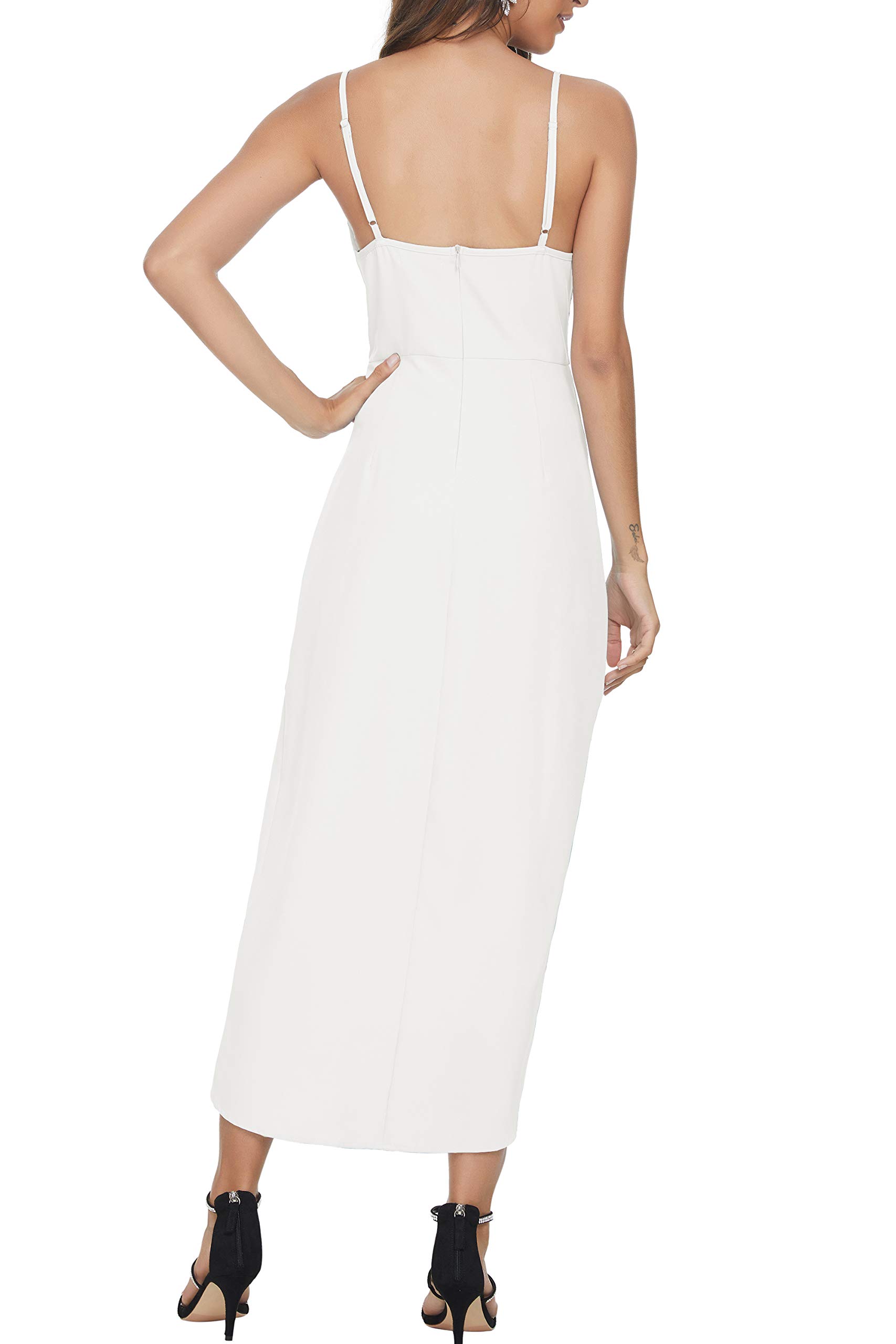 Aigeman Women's Sexy Backless Satin Maxi Dress with Spaghetti Straps - Summer Wedding Guest Dress, Cocktail Party Dress, Formal Evening Gown 7291 | Perfect for Beach Weddings, Date Nights & Special Occasions