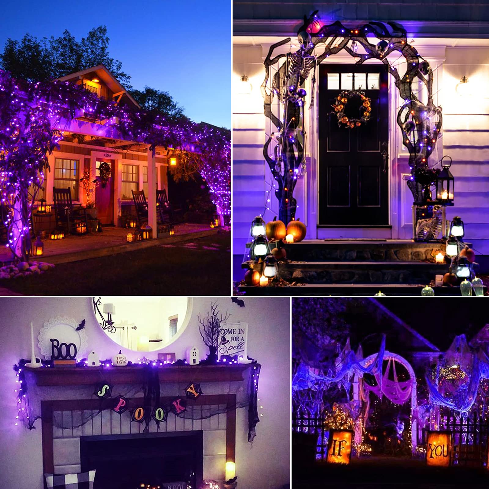 Minetom 200 LED Purple String Lights - 66Ft for Halloween, Christmas & Garden Decor