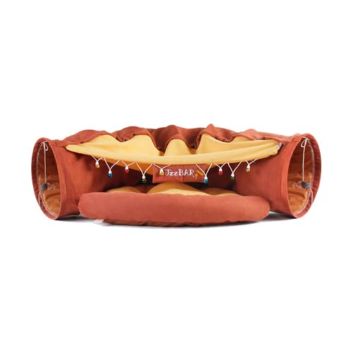 ABLAZEZAI Cat Tunnel Bed - Washable & Removable 2-in-1 Pet Play Tube for Indoor Cats - Premium Durable Cat Toy with 4 Color Options (Wine Red, Gray, Blue, Beige) - Perfect for Hideouts, Playtime & Nap Spaces