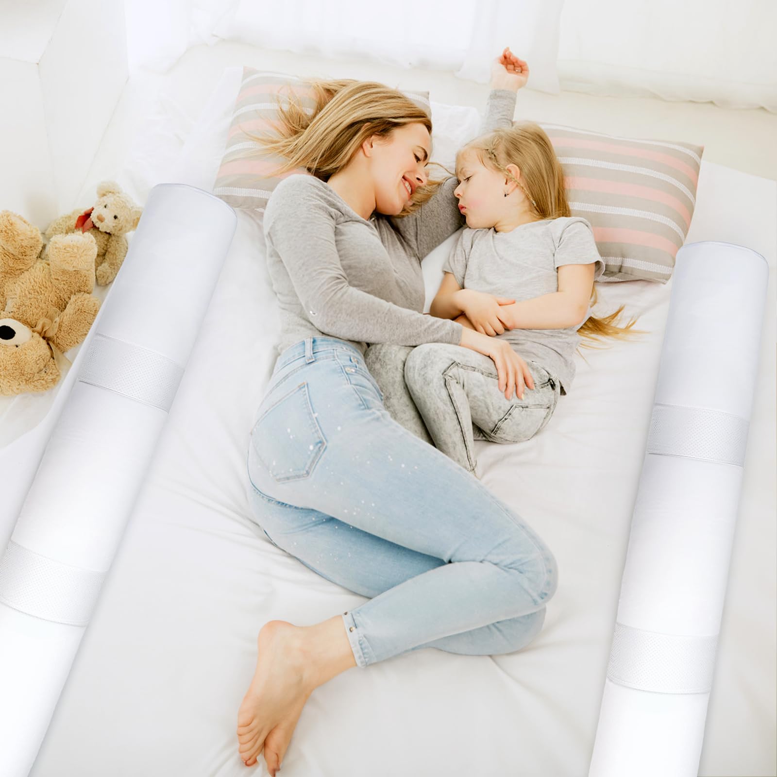 Tebery Set of 2 Waterproof Bed Rail Pads - Non-Slip Kids Bed Bumper Guard for Toddlers, Adults & Seniors | Safe Foam Bedside Protection for Daycare, Home & Hospital Use