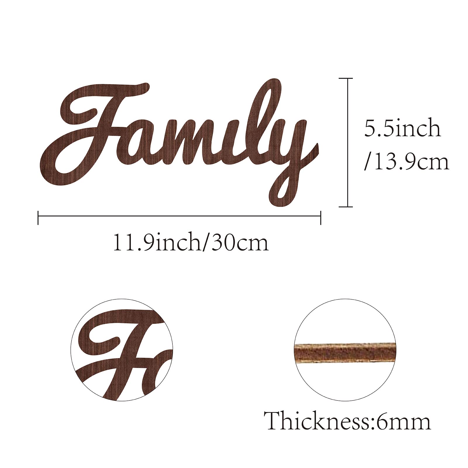 CREATCABIN Wooden Cutout Sign - Rustic Farmhouse Family Letter Wall Art Decor, Brown, 11.9 x 5.5 Inch - Perfect for Housewarming Gifts, Front Door Entryway & Home Decoration
