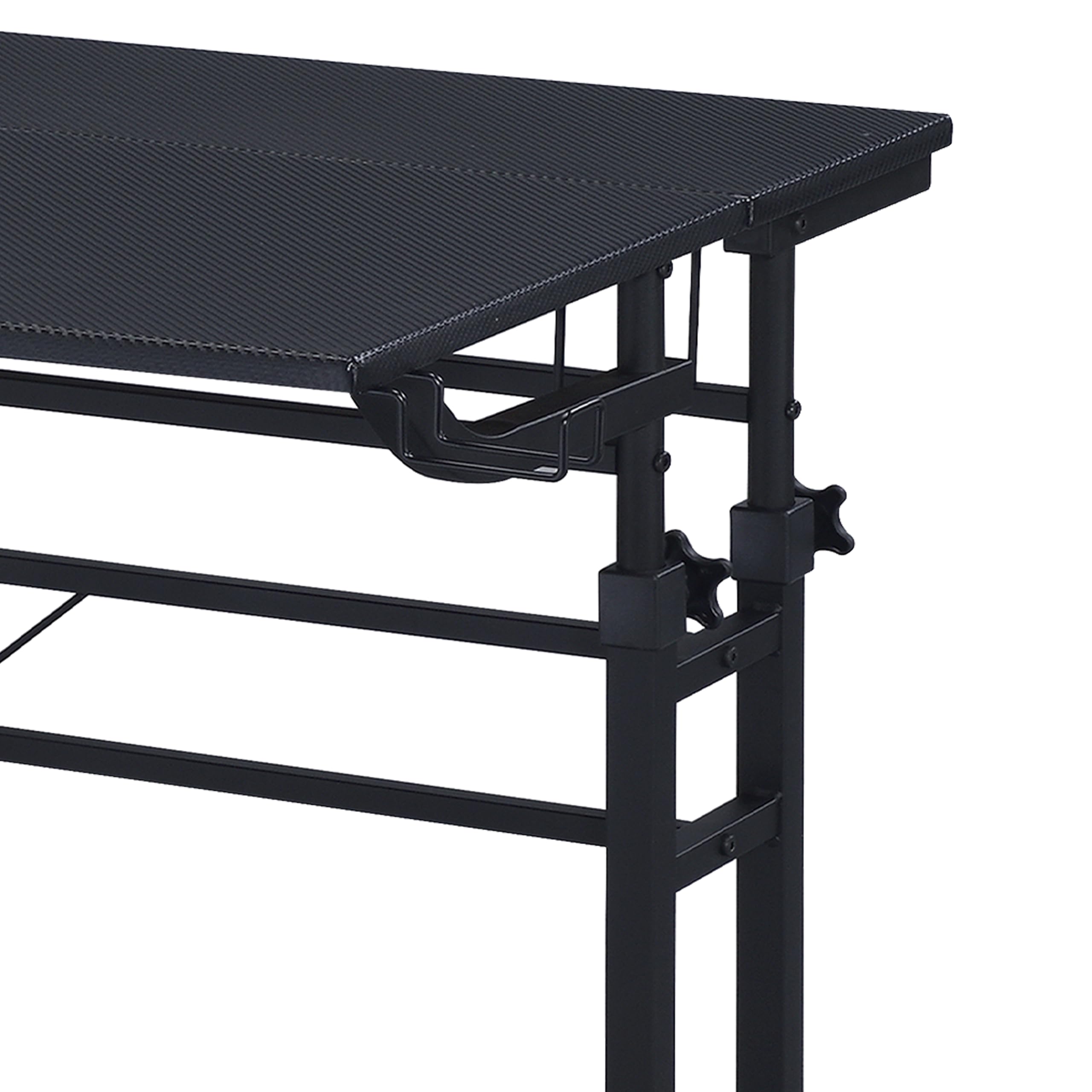 Techni Mobili Adjustable Height Rolling Standing Desk with Wheels - 2-Tier Mobile Office & Gaming Desk with Cup Holder - Black - Perfect for Home Office, Gaming Setup & Small Spaces