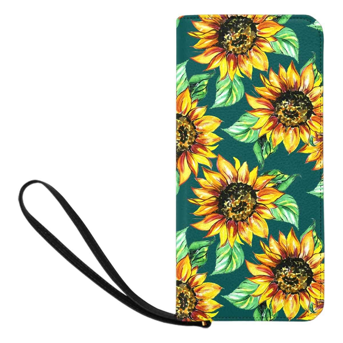 INTERESTPRINT Women's Watercolor Sunflower Zip Around Wallet with Card Slots - Stylish Evening Clutch for Parties, Date Nights & Special Occasions