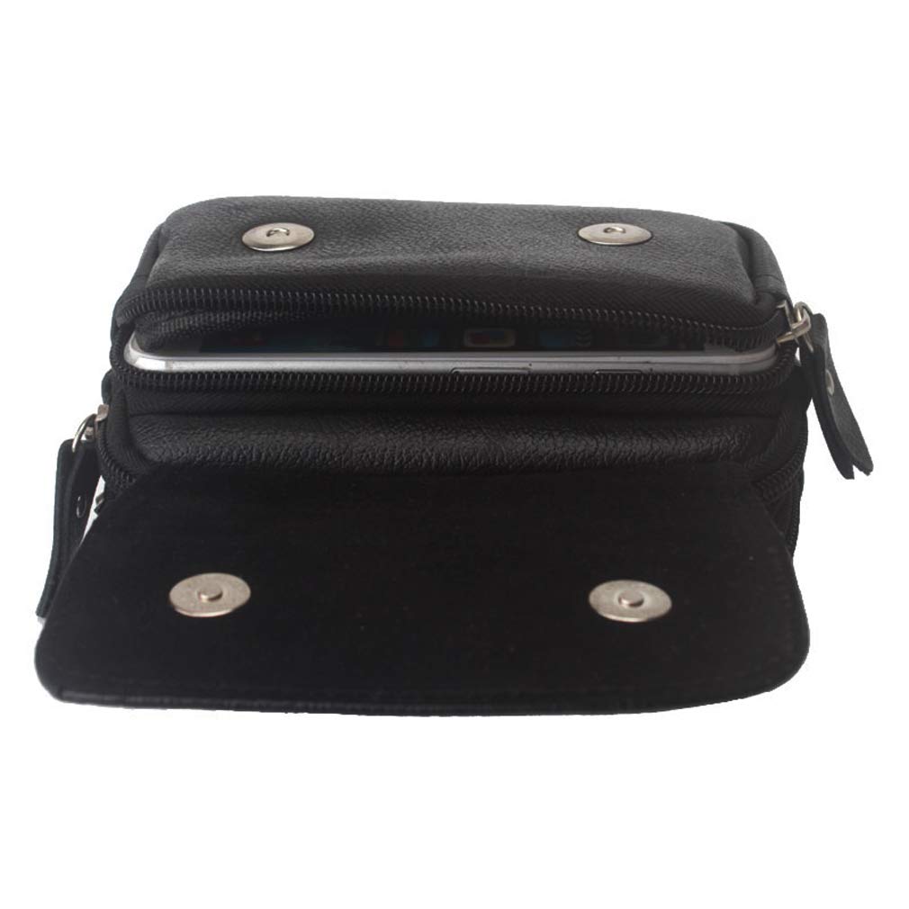 Men's Leather Phone Waist Pack Belt Holster - 3-Pocket Horizontal Flip Pouch for Coins & Essentials - Perfect for Outdoor Travel, Hiking & Daily Use