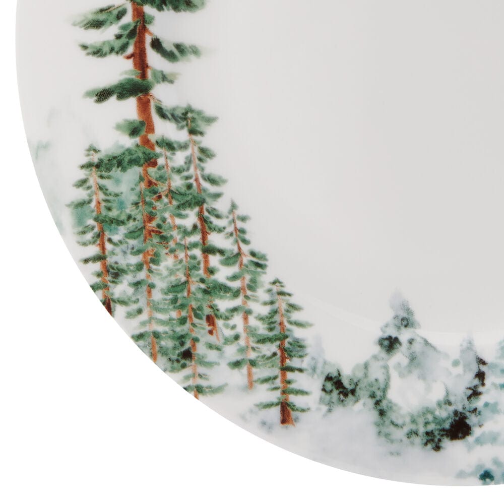 Set of 4 Watercolor Forest Design Ceramic Dinner Plates - Elegant Tableware for Home Dining, Parties & Gift Giving