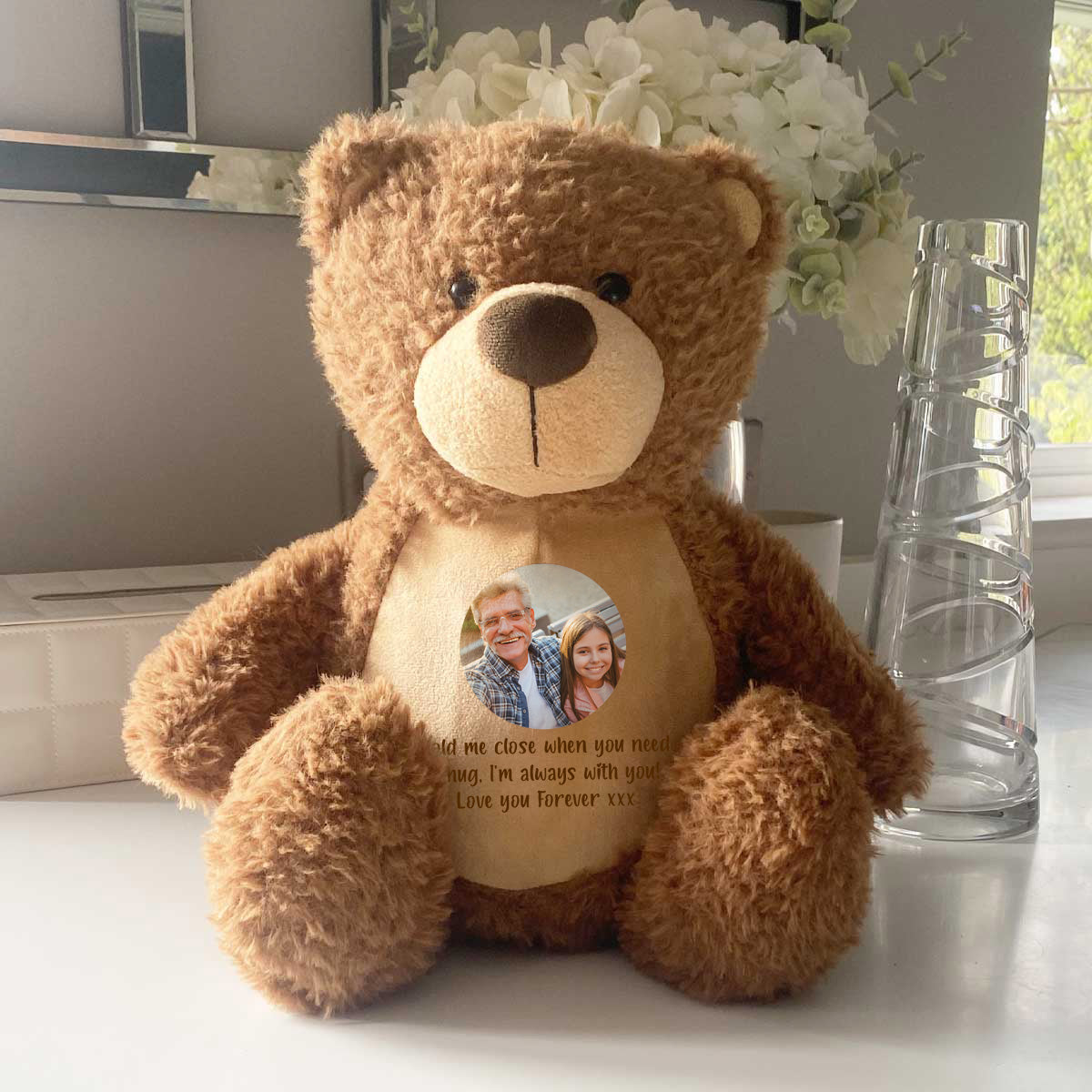 Personalized Photo & Voice Recording Memory Bear - Custom Keepsake Gift for Baby, Kids, Anniversary & Special Occasions - Brown Plush Teddy Bear for Heartfelt Moments