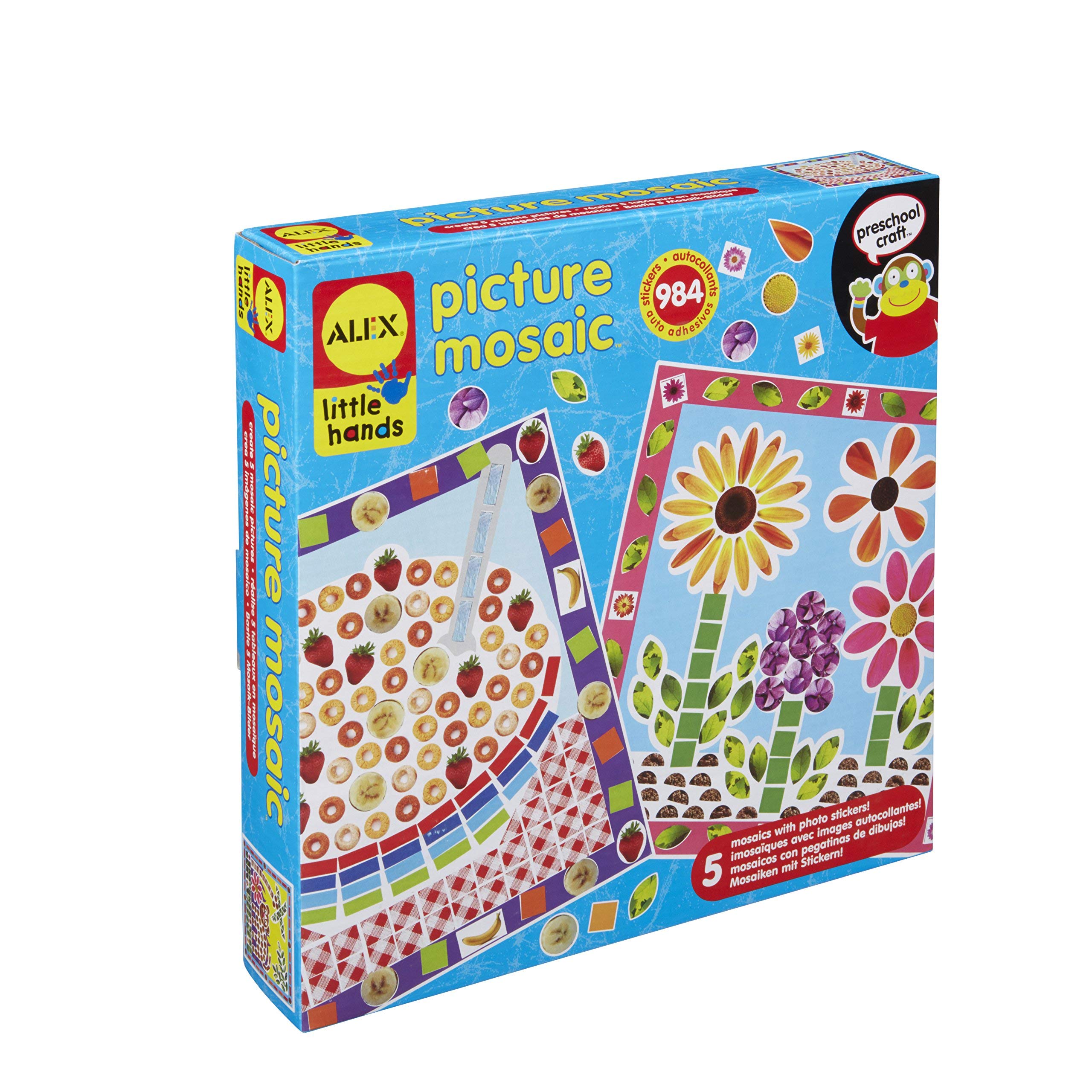 Alex Toys Little Hands Picture Mosaic Kit - 5 Peel & Stick Art Activities with Colorful Stickers for Kids Ages 3+ | Mess-Free Toddler Crafts for Home, Preschool & Birthday Parties