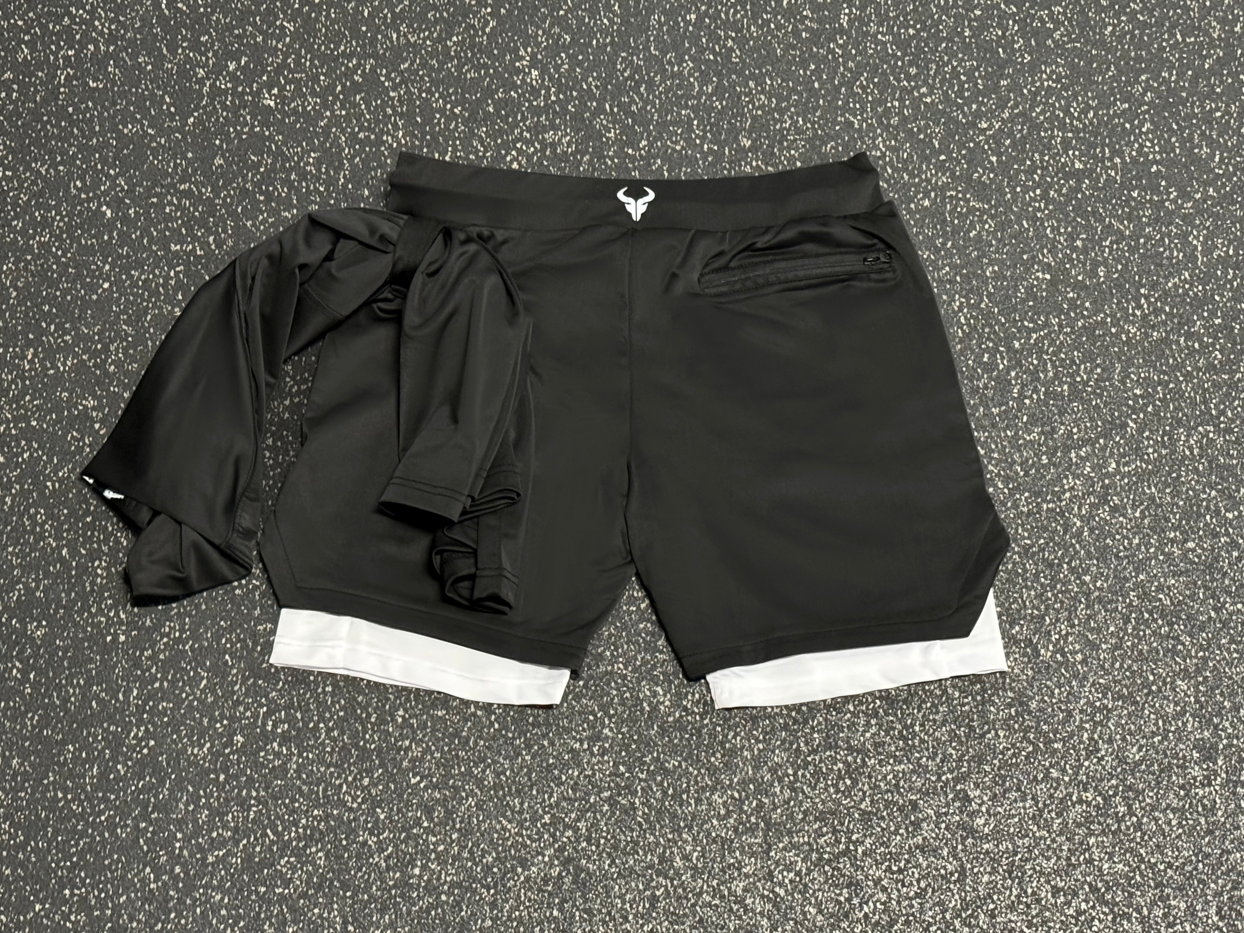 Cerus Black Fusion 2-in-1 Running Shorts with Liner - Men's Athletic Workout Gym Shorts for Jogging, Training & Outdoor Activities