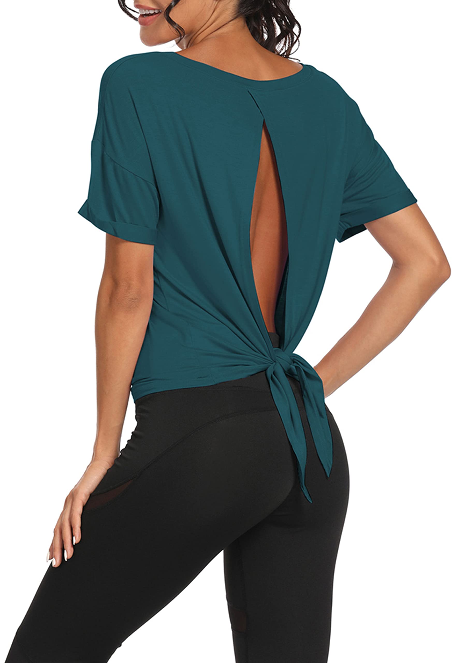 Bestisun Women's Open Back Workout Tops - Gym Athletic Muscle Tank Shirts with Tie Back Design | Perfect for Yoga, Running & Fitness Training