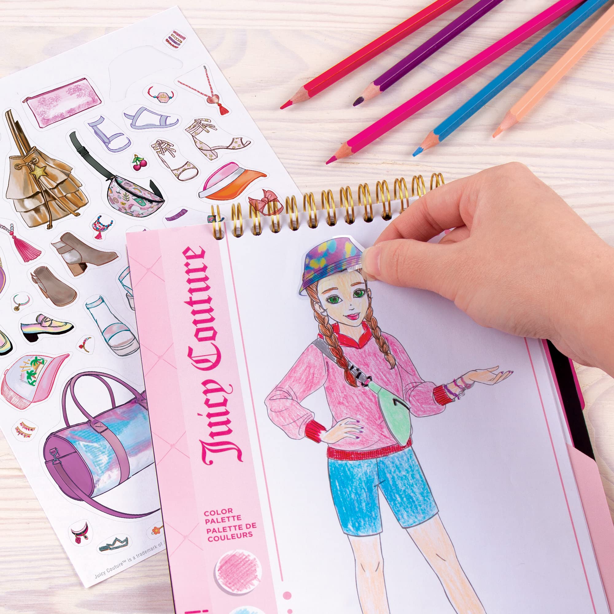 Juicy Couture Fashion Design Sketchbook for Girls Ages 6+ - 137 Stickers & Stencils Included, Creative Drawing & Coloring Activity Book | Perfect for Fashion Design Practice, Birthday Gifts & Arts and Crafts Projects