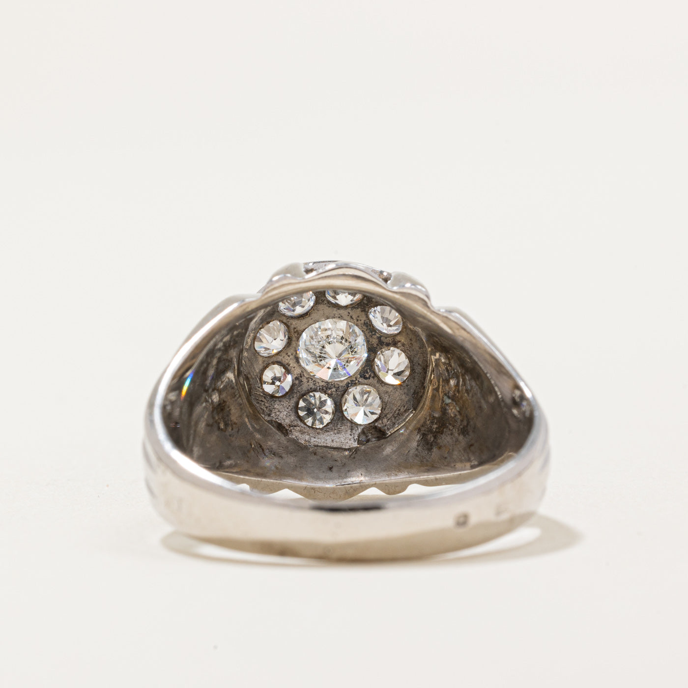 19k Portuguese Diamond Cocktail Ring - 0.70ctw Sparkling Gemstone Jewelry for Women | Size 8.5 | Perfect for Evening Parties, Weddings & Special Occasions
