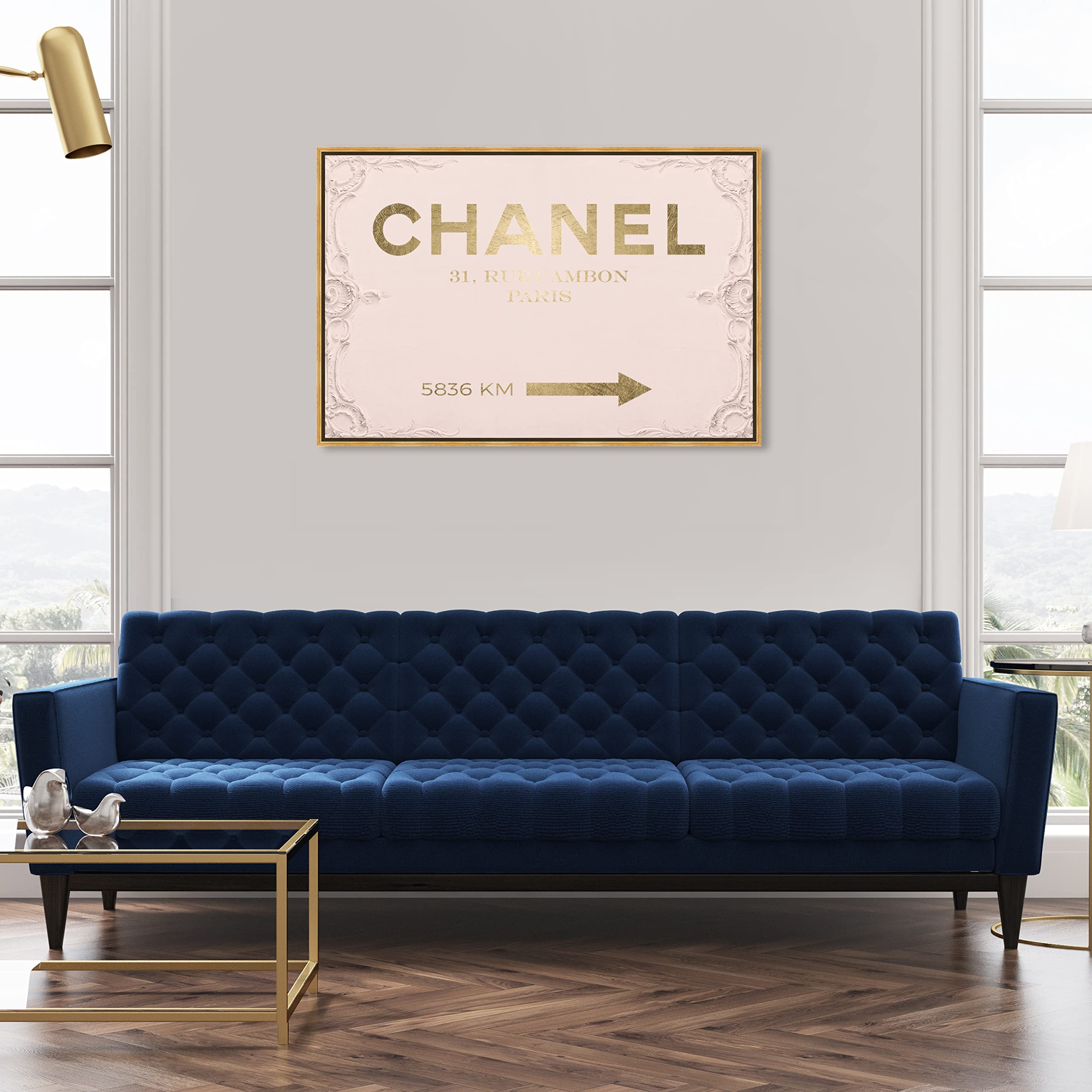 Oliver Gal Artist Co. Modern Gold Frame Canvas Wall Art - Fashion & Glam Rococo Style Pink & Gold Home Decor (45x30 in) - Perfect for Living Room, Bedroom & Bathroom