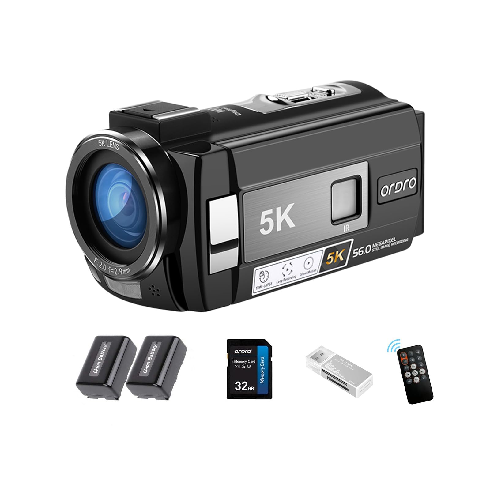 ORDRO AE20 5K Digital Video Camera with Night Vision, 95° Wide Angle Lens, WDR & EIS Stabilization - Perfect for Travel Vlogging, YouTube Content Creation, and Low-Light Recording
