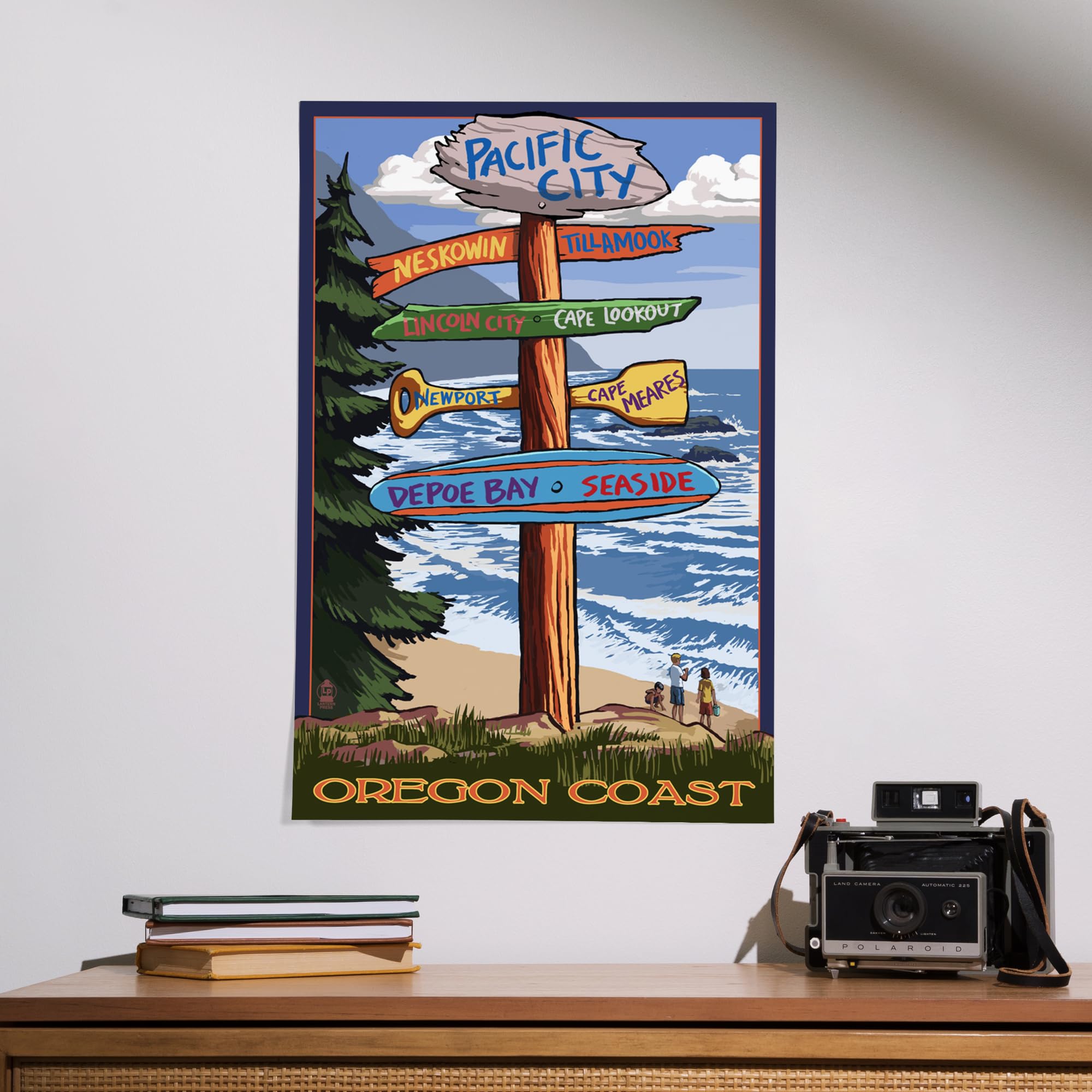 Lantern Press 16x24 Inch Giclee Print - Pacific City Oregon Coastal Artwork | Wall Decor for Living Room, Bedroom & Office