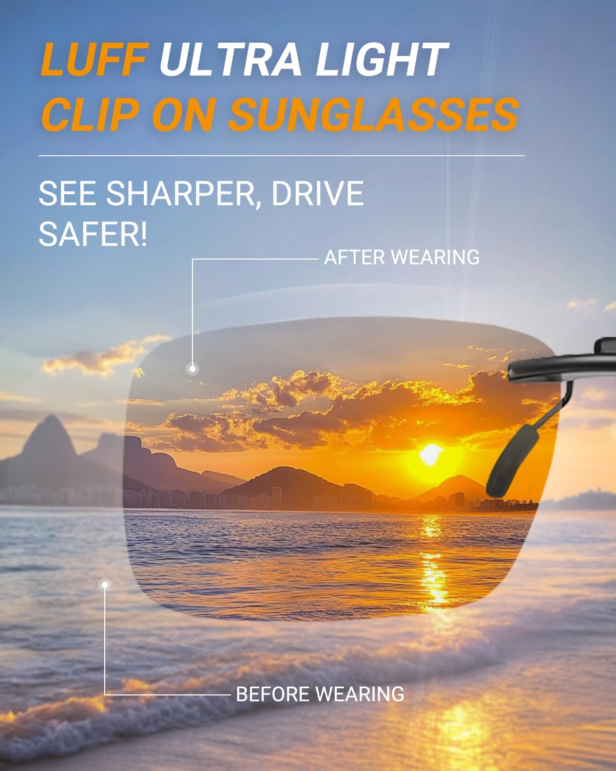 Polarized Clip-On Sunglasses for Women & Men - UV400 Protection for Driving, Fishing & Outdoor Activities - Lightweight Sunglass Clip for Car Visor & Eyeglasses