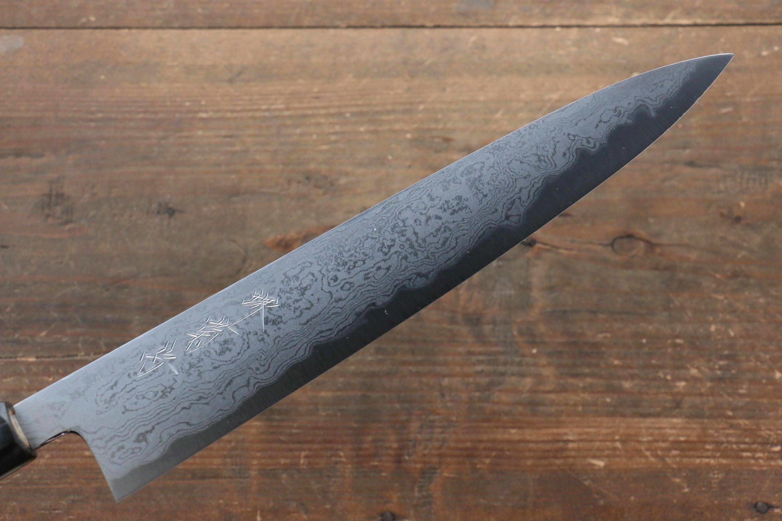 Premium Kikumori Blue Steel No.1 Damascus Sujihiki Knife 240mm - Japanese Chef Knife with Magnolia Wood Handle - Perfect for Slicing Sashimi, Meat & Sushi Preparation