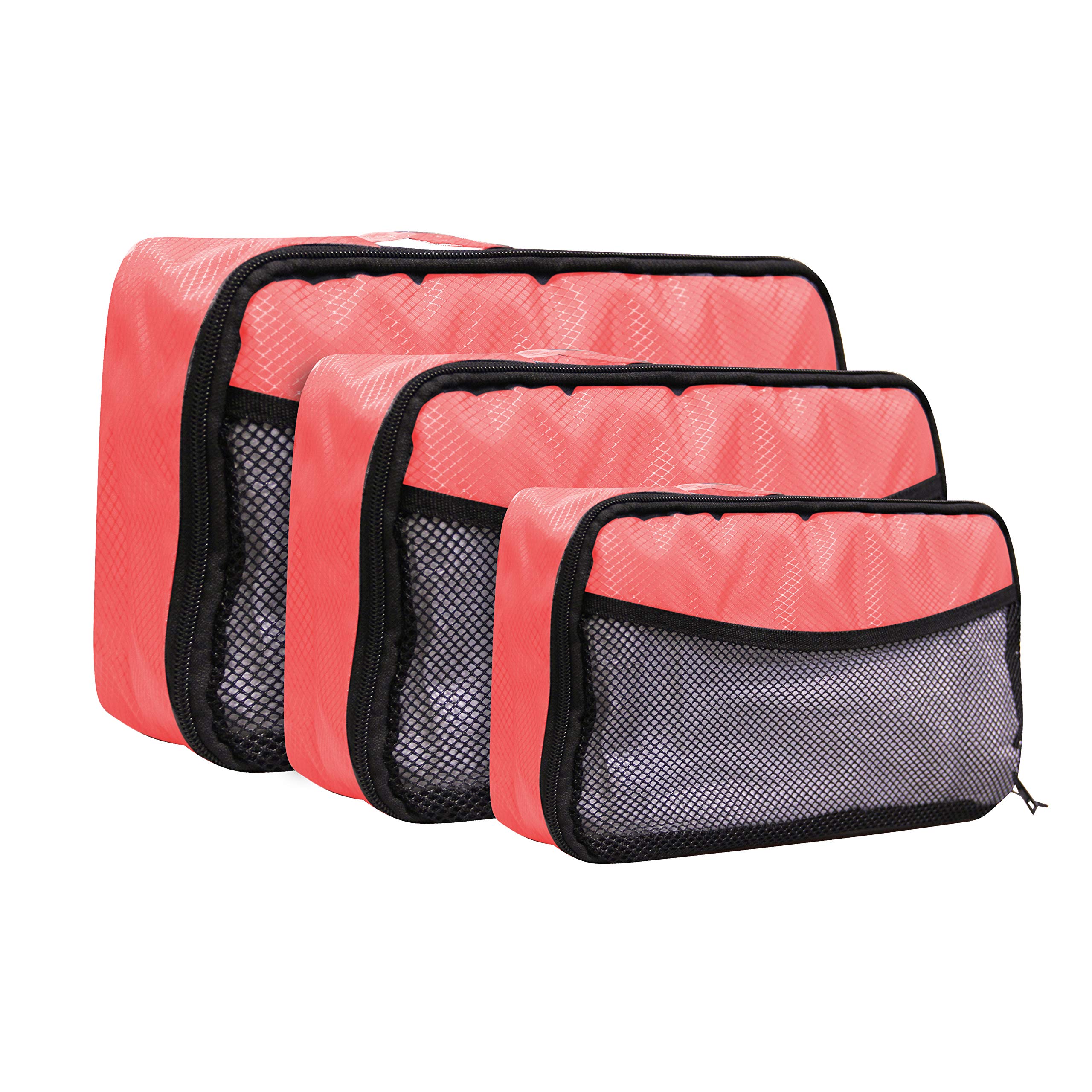 Travel Packing Cubes Set of 3 (S/M/L) - Lightweight Mesh Organizer Bags for Luggage, Reusable & Portable - Watermelon Pink | Perfect for Vacations, Business Trips & Weekend Getaways