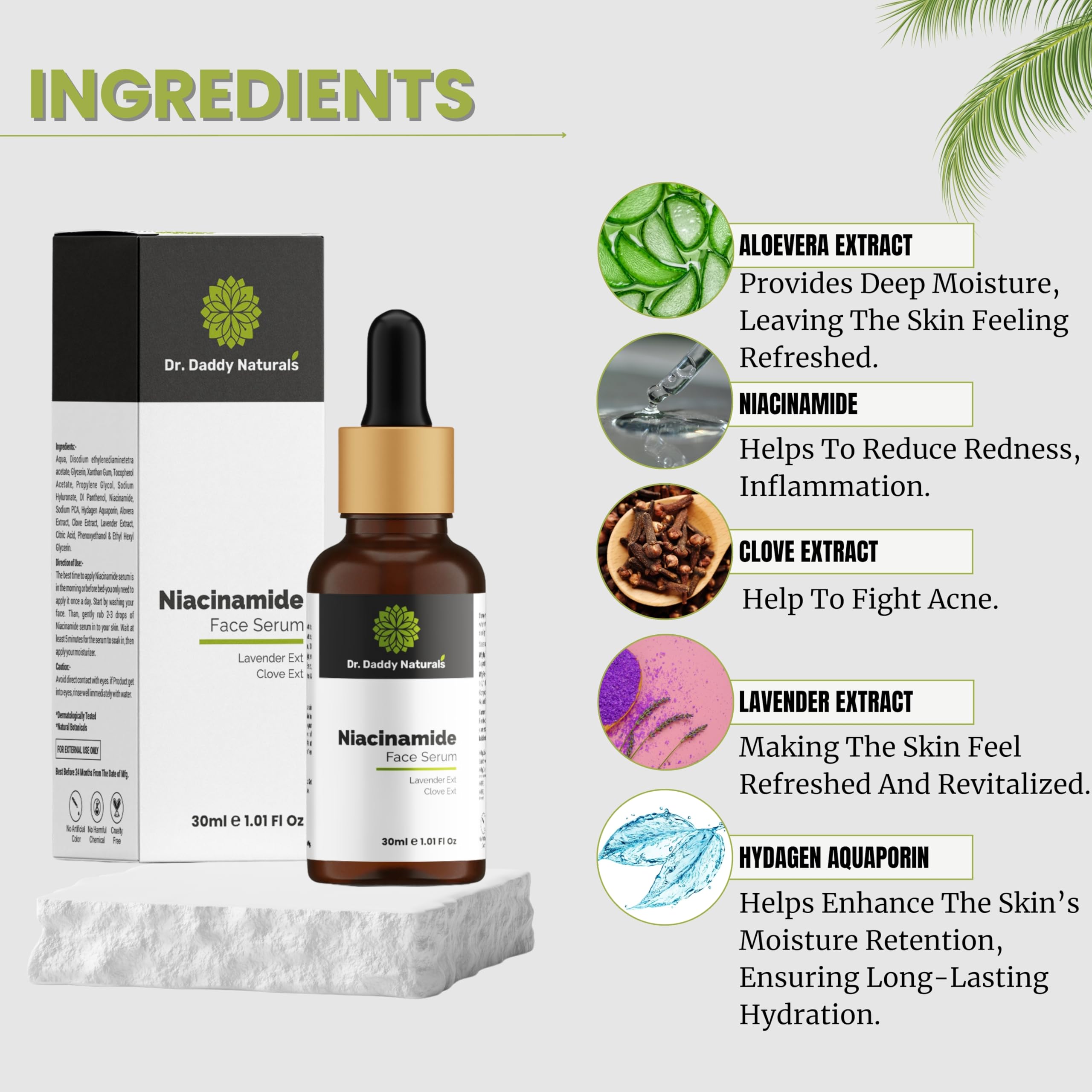Dr. Daddy Naturals Niacinamide Face Serum 30ml - Dark Spot Corrector for Hyperpigmentation, Brightening & Even Skin Tone | Daily Skincare for Glowing Complexion