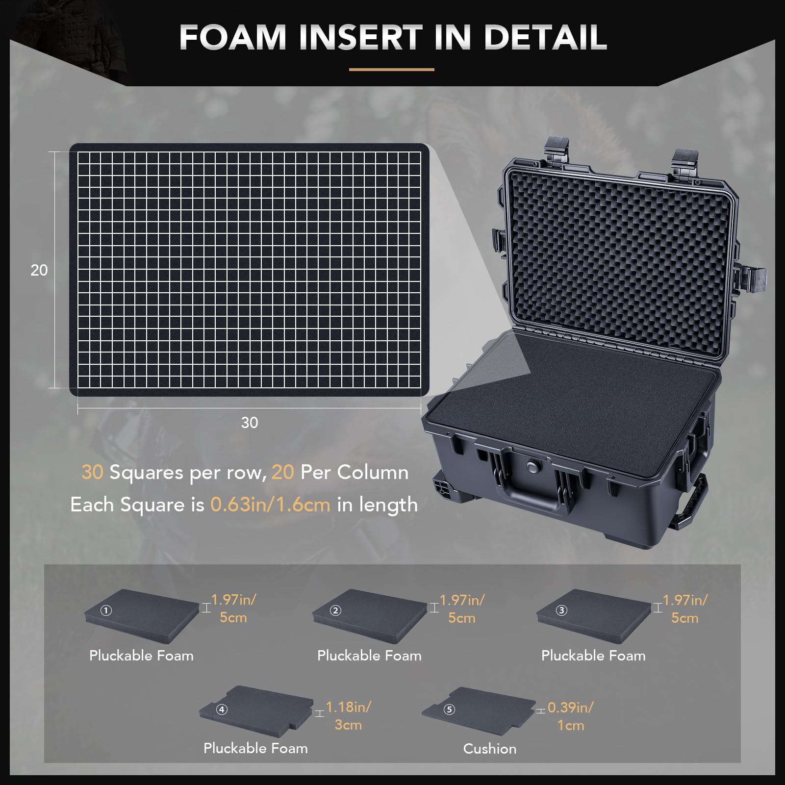 Lykus HC-5220 Large Waterproof Rolling Hard Case with Customizable Foam Insert (52x36x24.5cm Interior) - Durable Protection for Camera Gear, Lenses, Electronics & Equipment - Perfect for Travel, Outdoor Adventures & Professional Storage