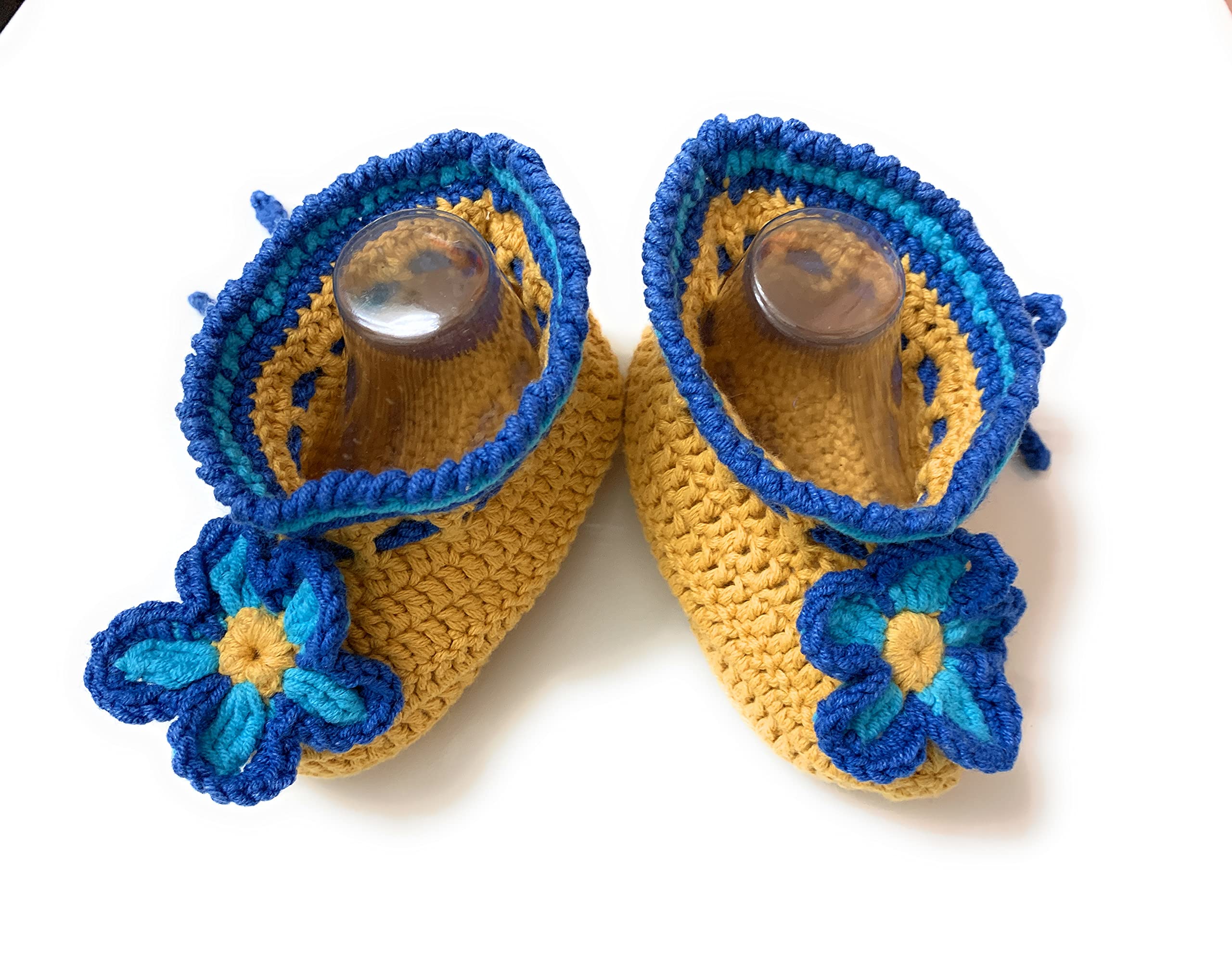 Handmade Crochet Baby Booties for Girls - Soft Yellow Infant Boots & Socks (0-12 Months) - Perfect for Newborn Photoshoots, Baby Showers & Winter Outfits