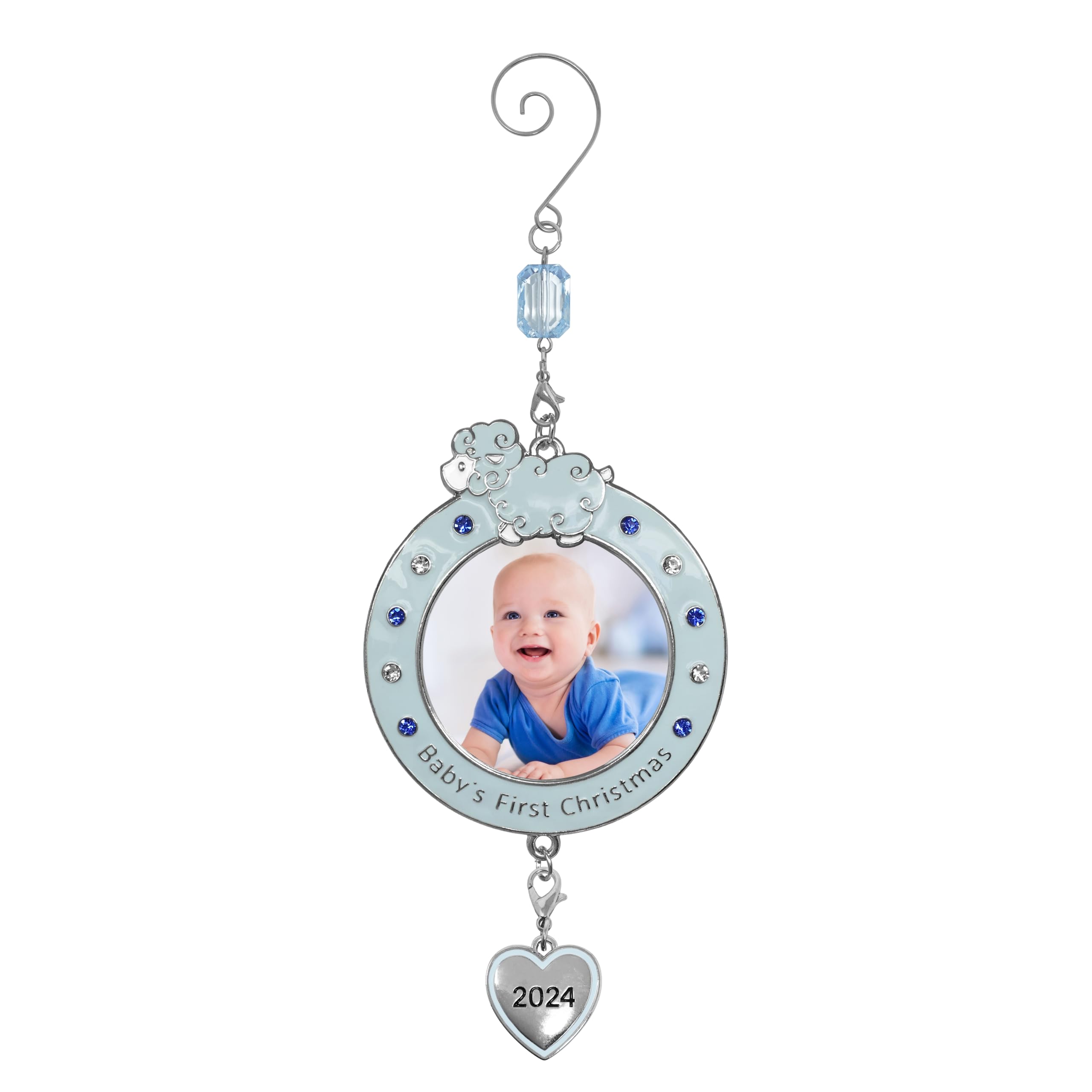 BANBERRY DESIGNS 2024 Baby Boy's First Christmas Ornament - Personalized Newborn Son Keepsake - 1st Christmas Gift with Storage Bag - Perfect for Baby Showers, Christmas Trees & Memory Boxes